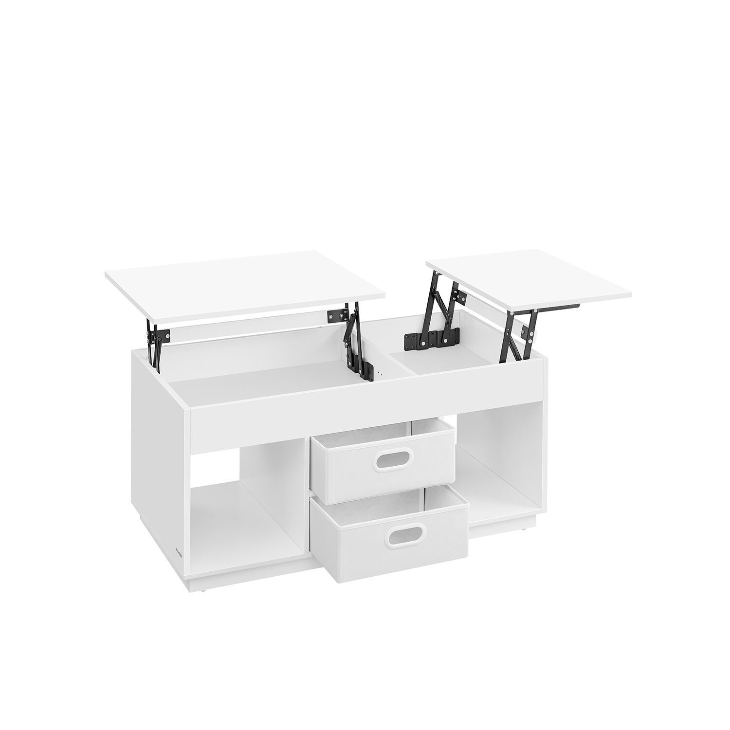 Tavolino da caffè con 2 cassetti e scomparti, bianco neve – 50 x 100 x 48 cm