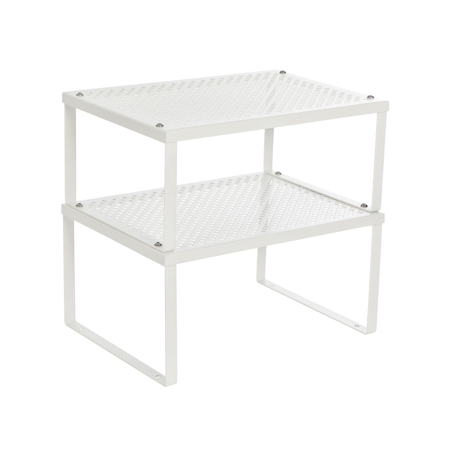 Set di 2 porta spezie da cucina, organizer da cucina, porta spezie da cucina, espandibile, impilabile, piccolo ripiano in metallo bianco KCS01WT - 22,9 x