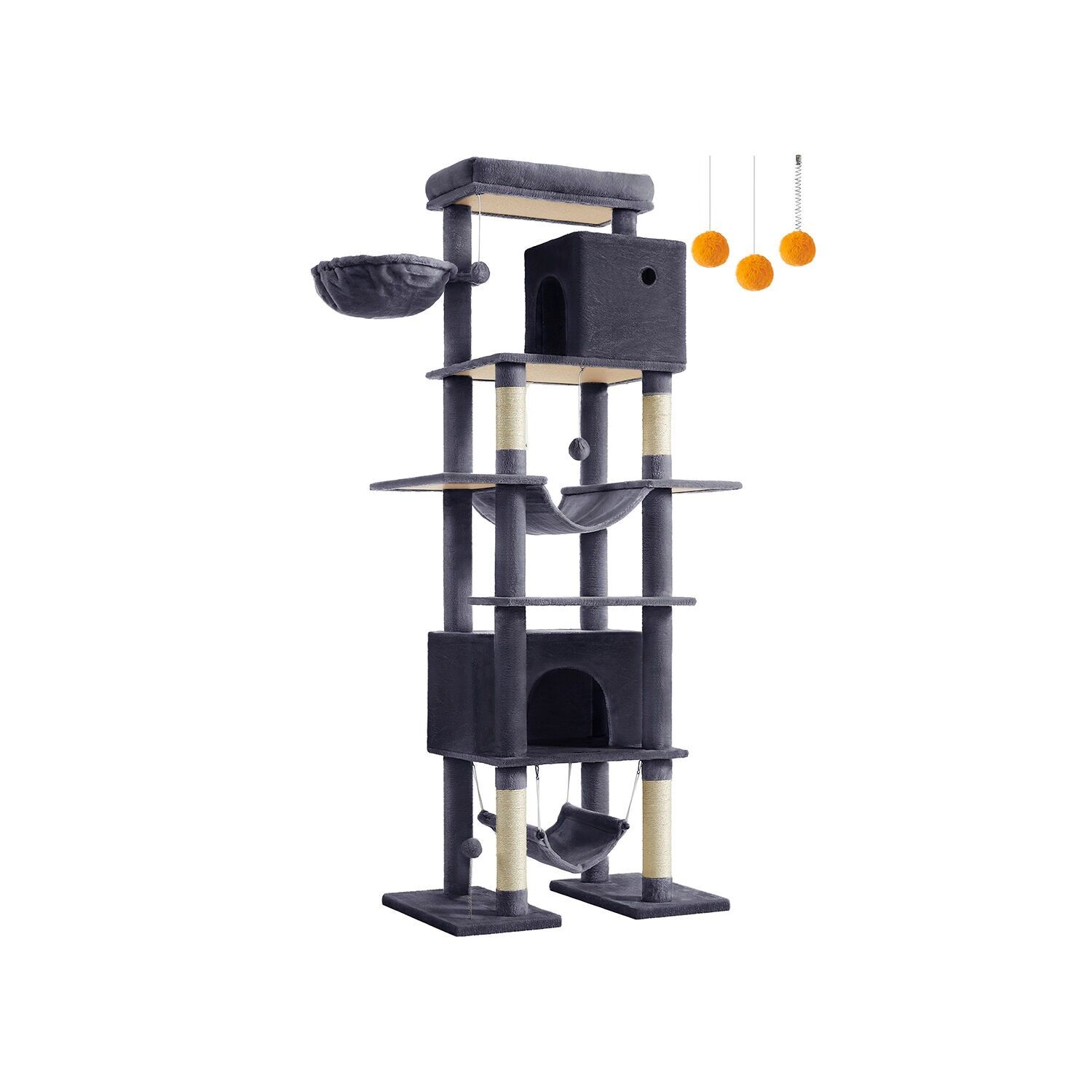 Grande tiragraffi alto 201 cm con piattaforma grigio scuro