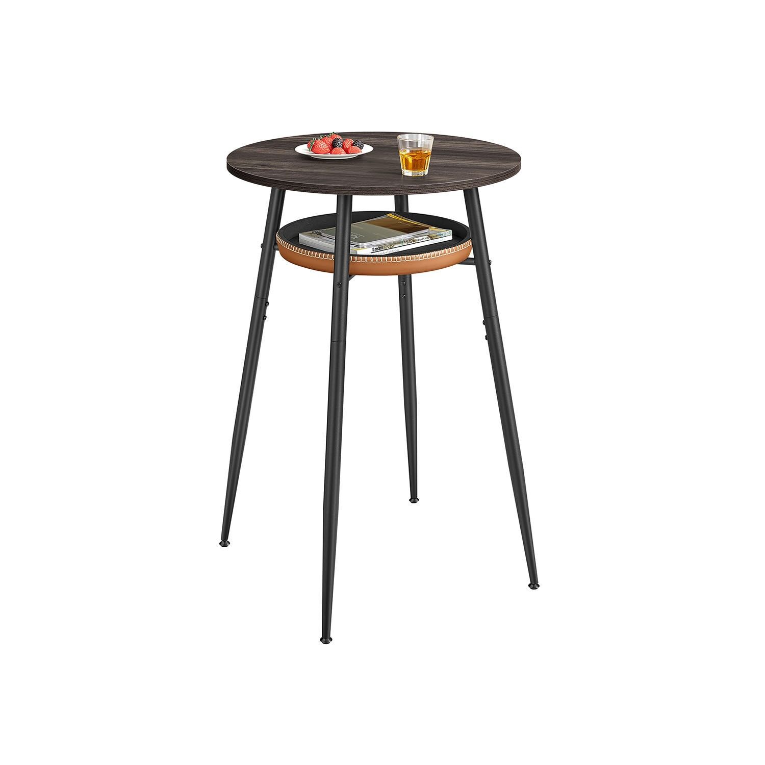 Tavolo da bar con vano contenitore della collezione EKHO, marrone cenere-marrone caramello - 70 x 70 x 91 cm