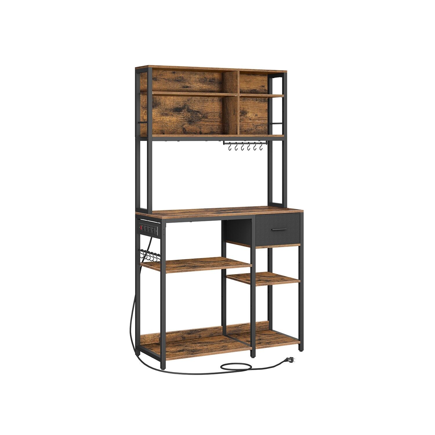 Mensola da cucina con prese e vaschette raccoglipolvere 40 x 100 x 180,4 cm