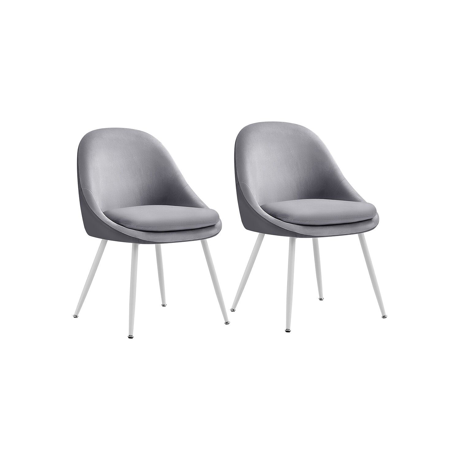 Set di 2 sedie da pranzo con cuscini grigio tortora-bianco nuvola - 5,5 cm