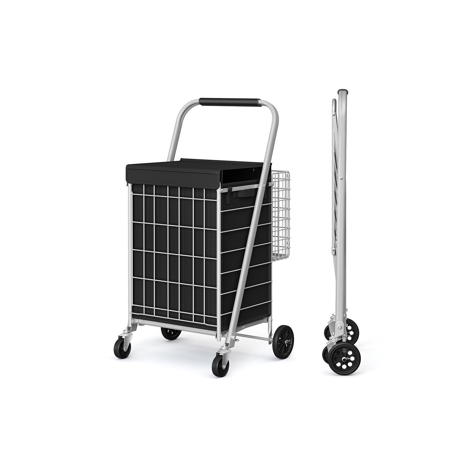 Carrello singolo con ruote girevoli a 360°, grigio tortora - 57,1 x 63,3 x 100,6 cm