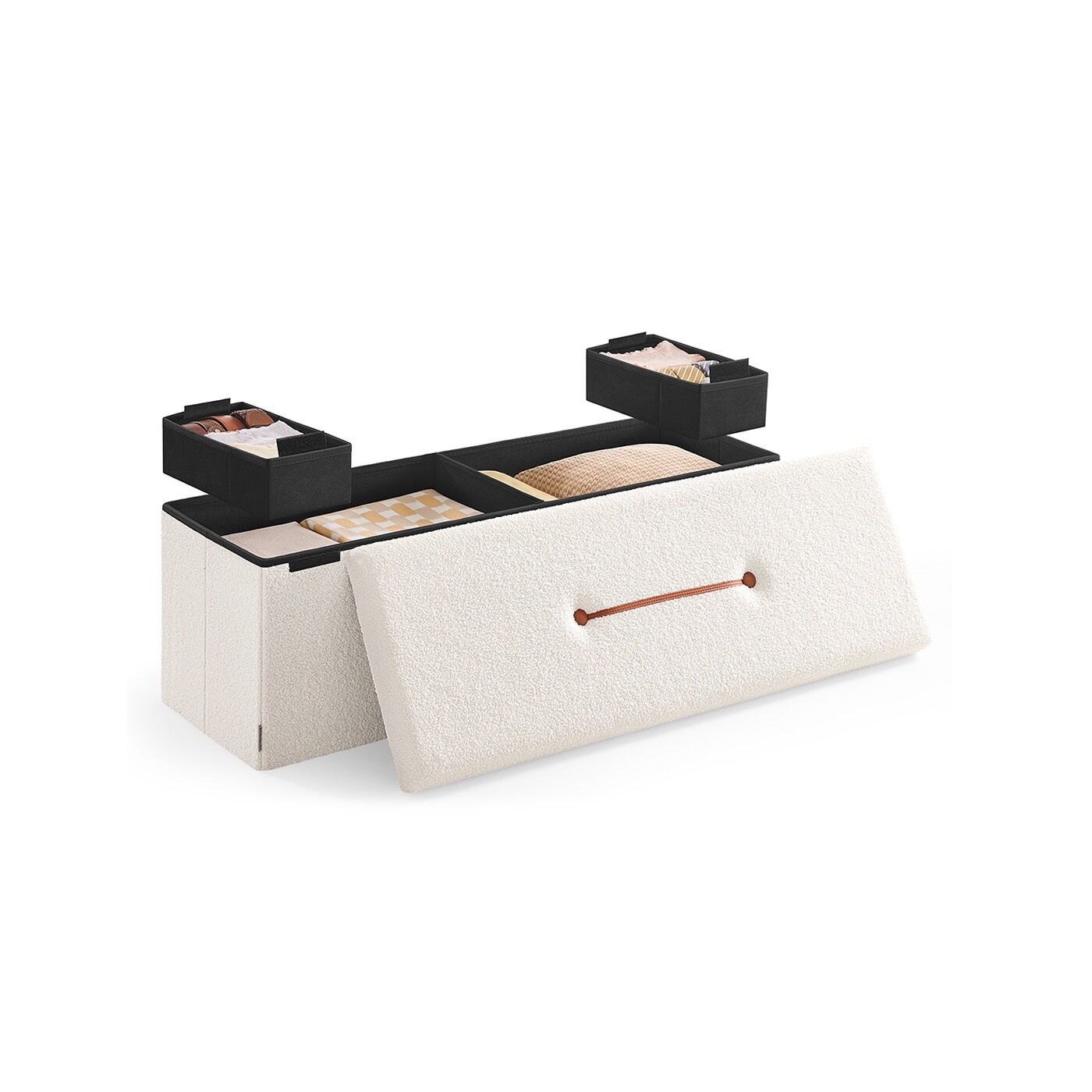 Poggiapiedi con vano contenitore 38 x 110 x 38 cm bianco crema