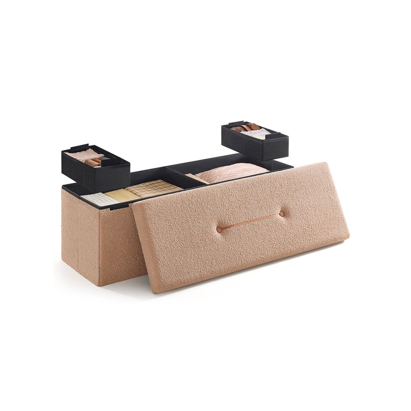 Sgabello con contenitore 38 x 110 x 38 cm marrone cammello