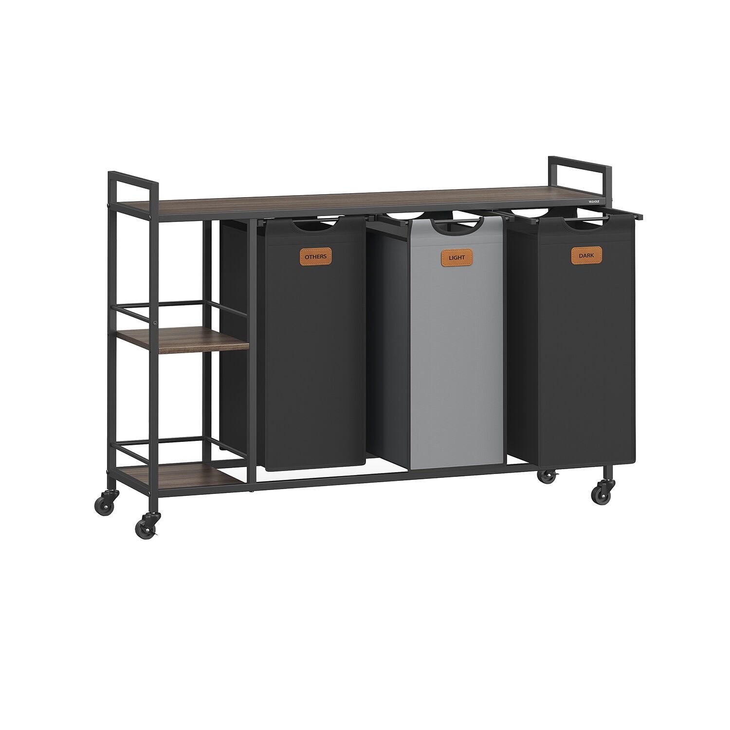 Lavatrice a 3 scomparti con ruote e sacchetti rimovibili – 117 x 33 x 80,5 cm