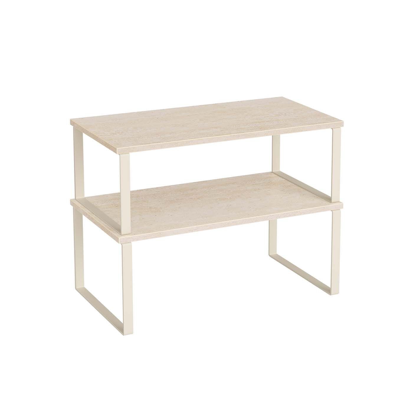 Set porta spezie con 2 aste impilabili 39,7 cm Strick Travertin Beige-Bianco crema