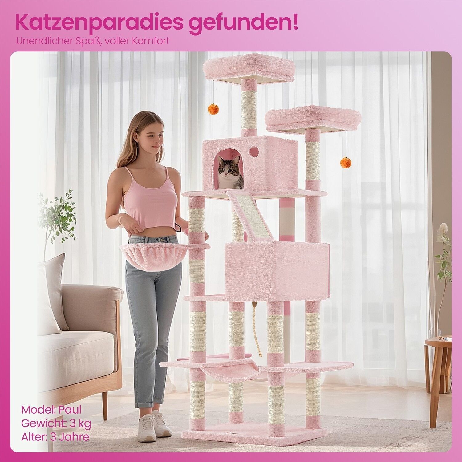 Tiragraffi alto 206 cm, tiragraffi con 13 tiragraffi 6 pz.