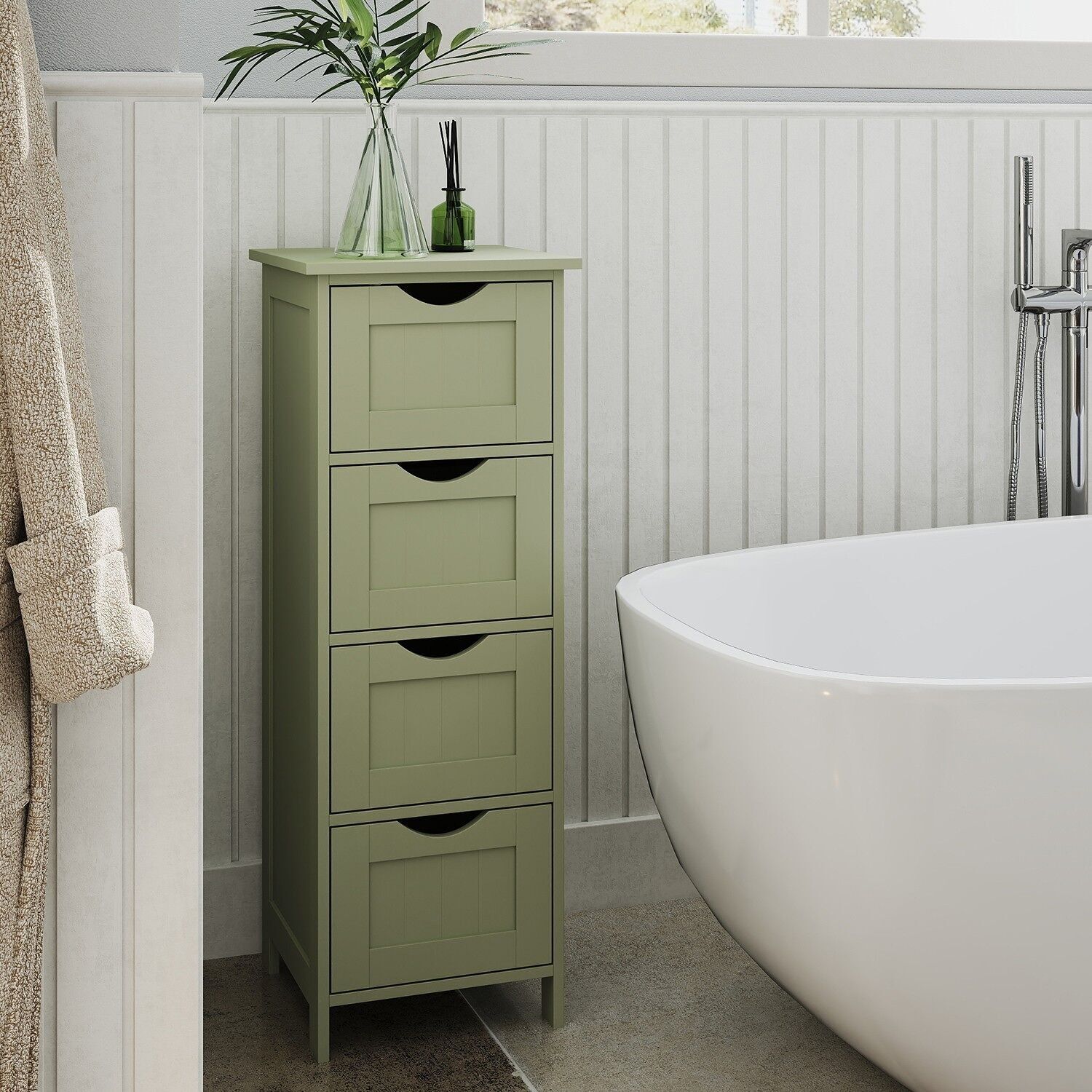 Mobiletto da bagno, mobiletto da bagno, mobiletto laterale con 4 cassetti - 30 x 30 x 82 cm 1