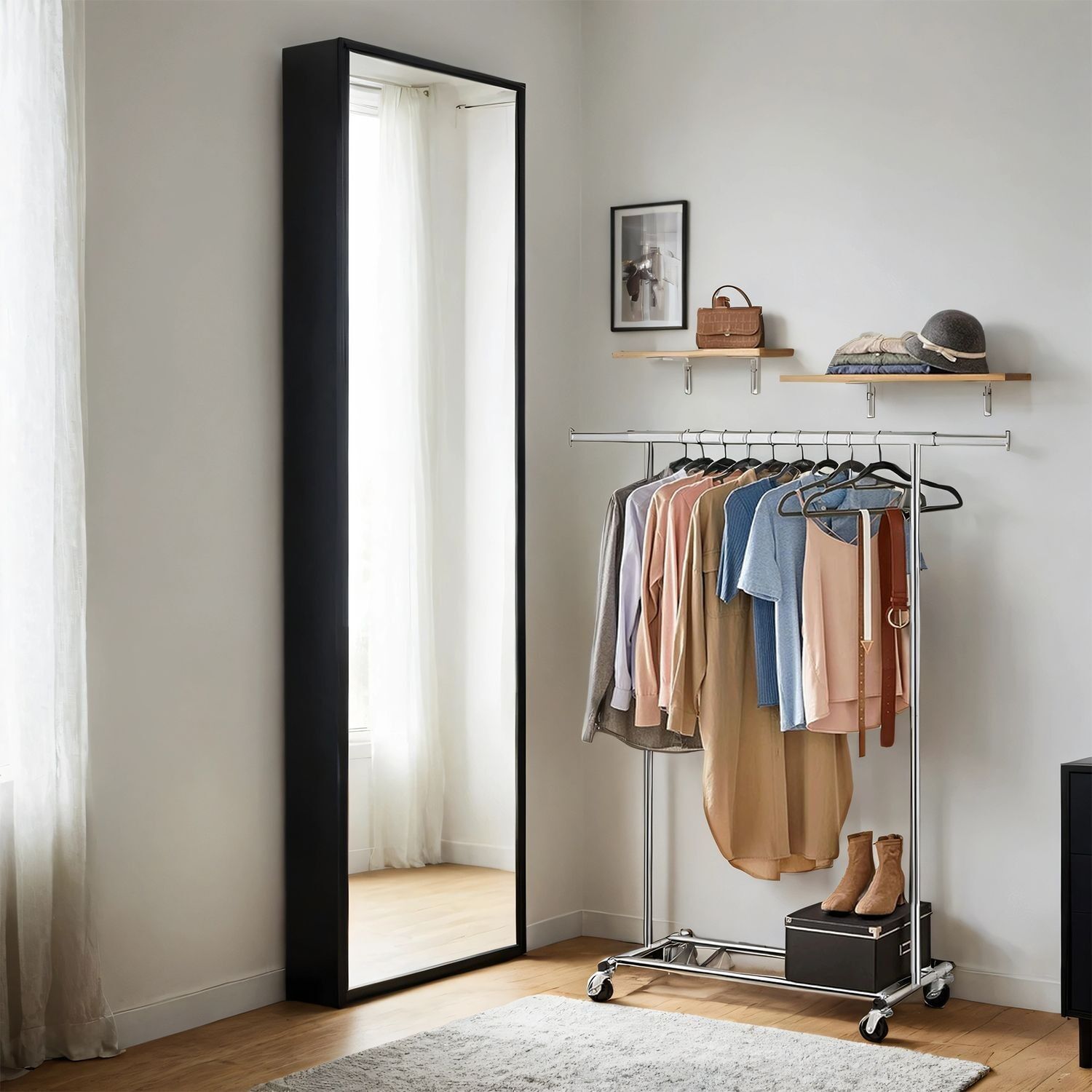 Appendiabiti su ruote, appendiabiti robusto, barre appendiabiti senza barriere - 45 x 92 x 161,5 cm