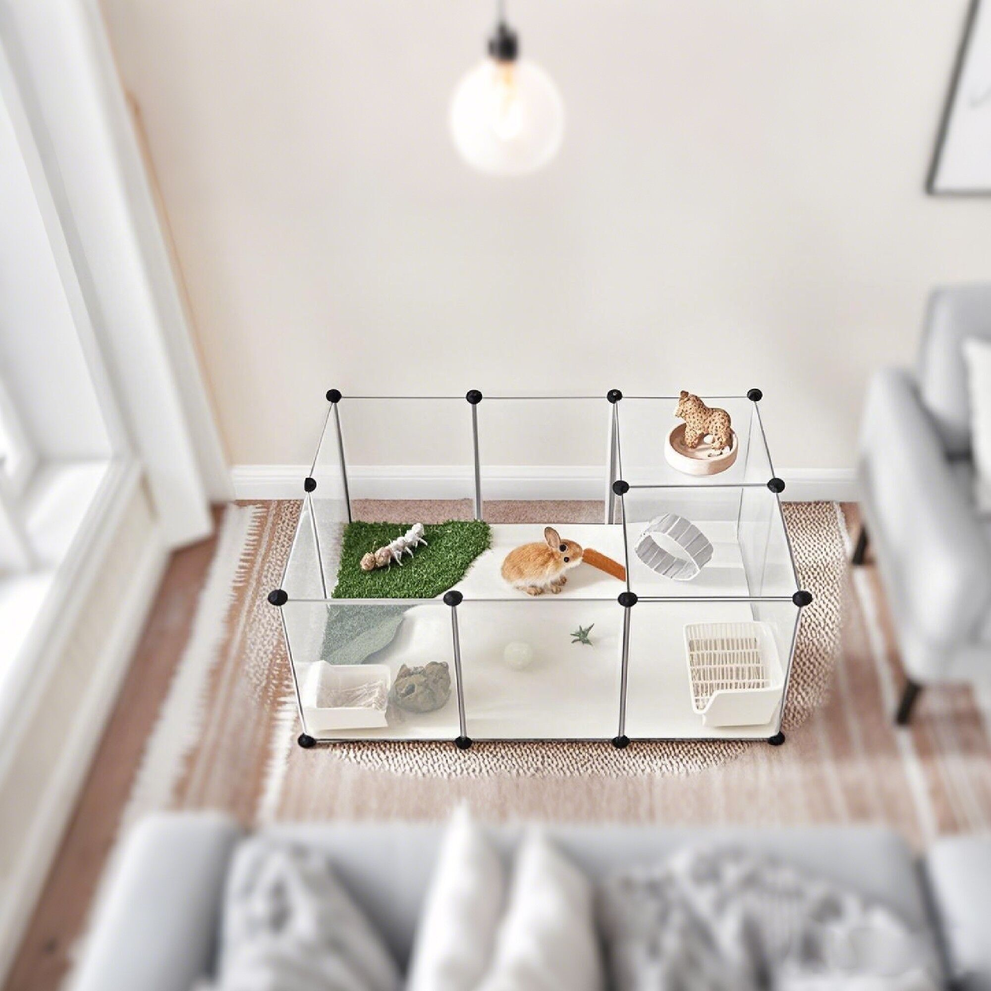 Recinto esterno con pannelli per pavimento, recinto per animali, recinto per porcellini d'India - 125 x 63 x 42 cm 1