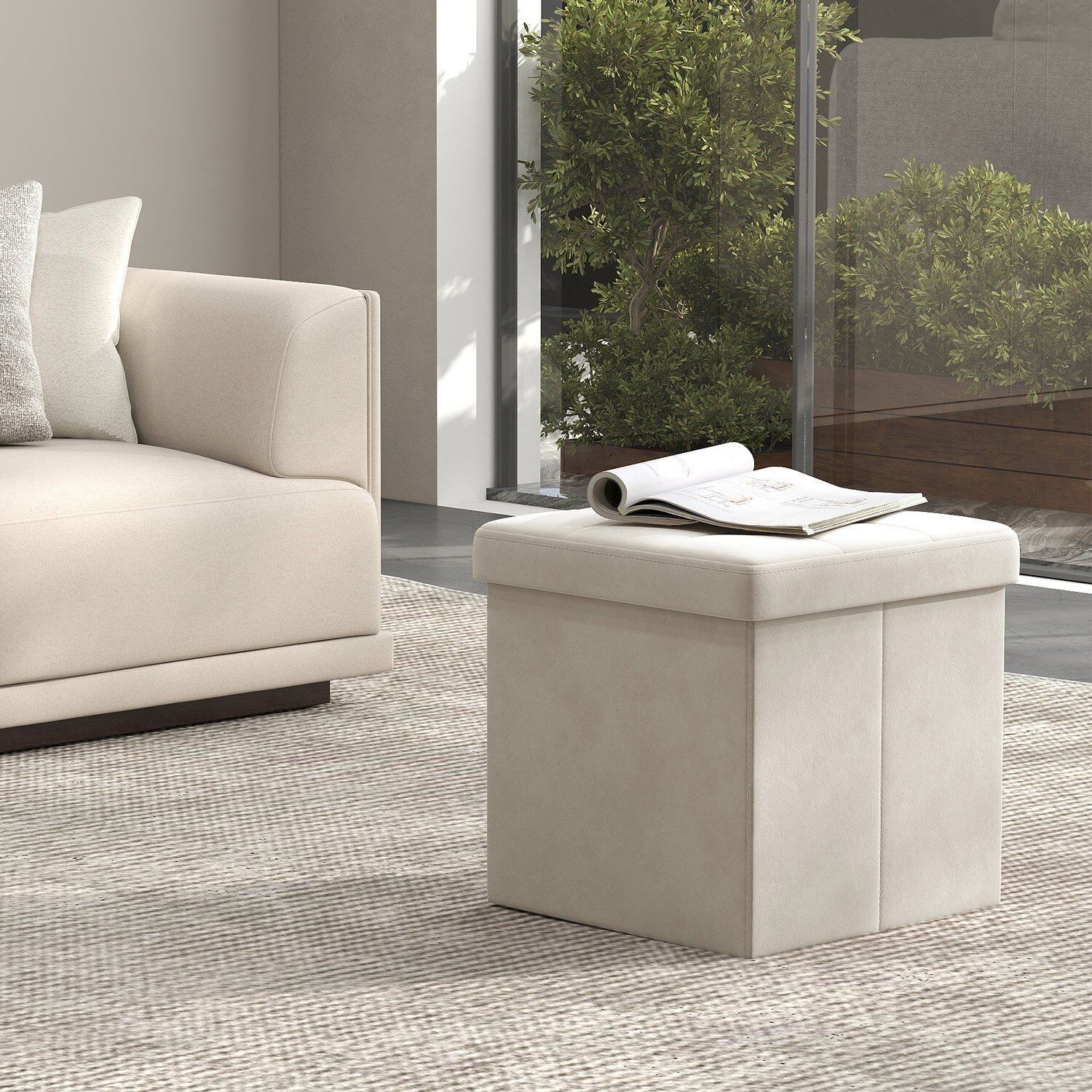 Sgabello con contenitore, piccolo poggiapiedi, panca - 38 x 38 x 38 cm 4