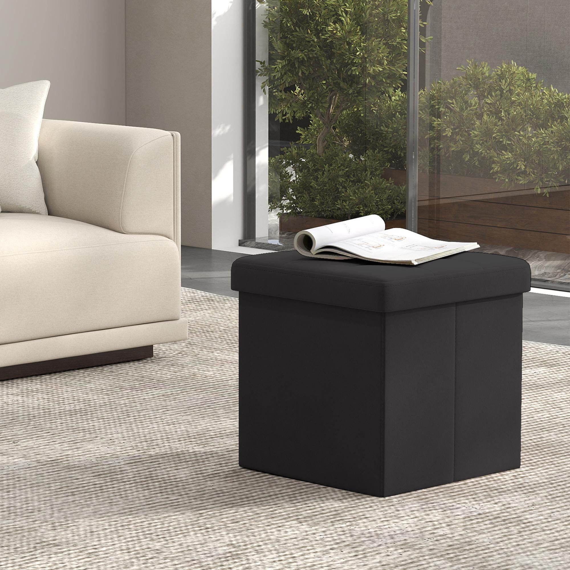 Sgabello con contenitore, piccolo poggiapiedi, panca - 38 x 38 x 38 cm 3