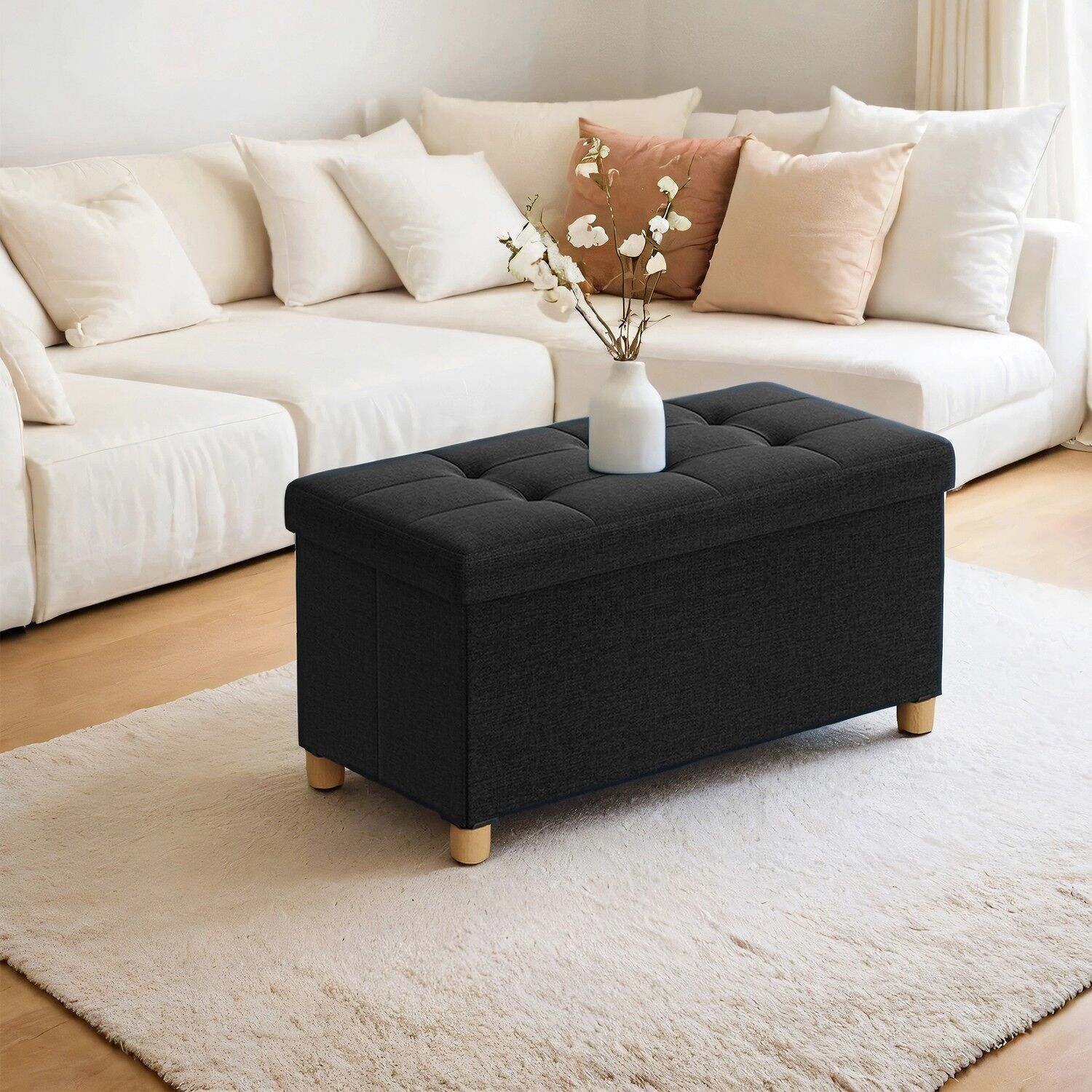 Sgabello con vano contenitore, panca pieghevole con supporto, scatola di montaggio - 38 x 110 x 40 cm 1