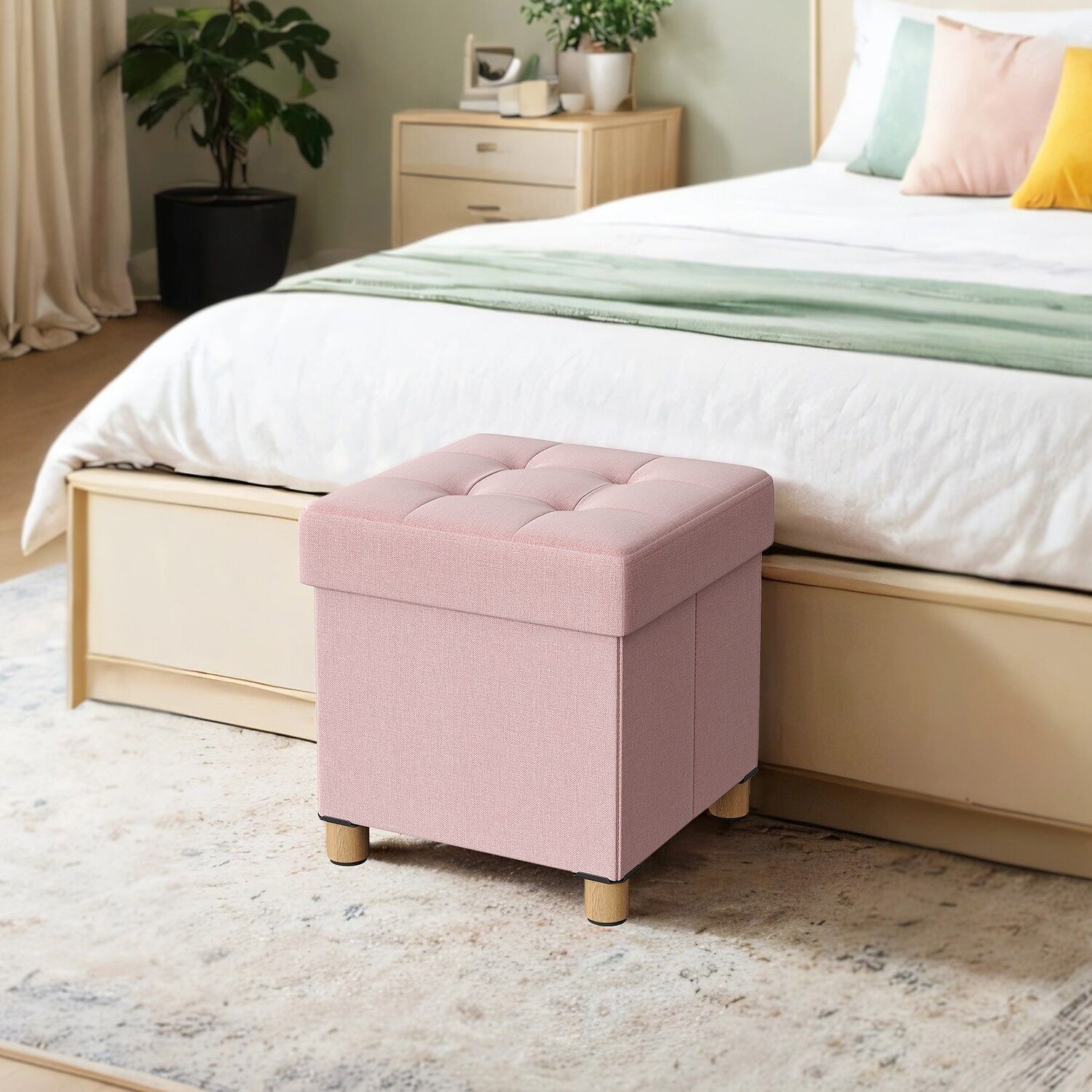 Sgabello con vano contenitore, piccola panca pieghevole, 38 - 38 x 38 x 40 cm 1 pz.