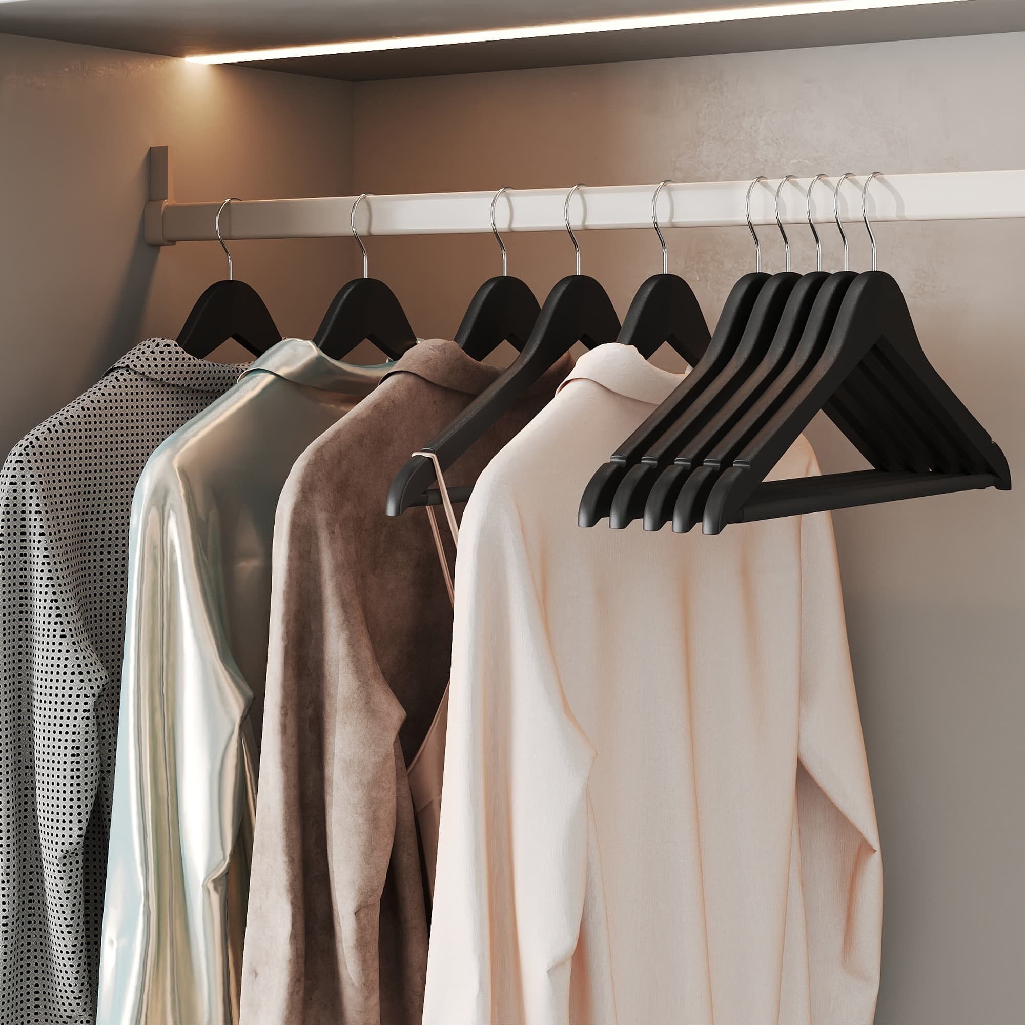 Grucce in legno, set da 50, grucce in legno massello - 44,5 x 23 x 1,2 cm 1