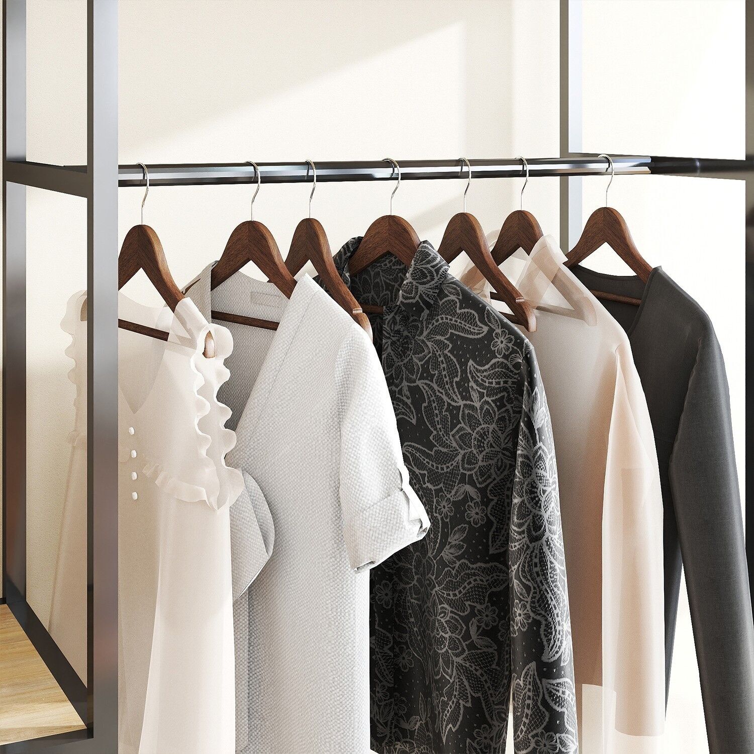 Grucce in legno Schima 20 pezzimarrone scuro - 44,5 x 1,2 x 23 cm 1