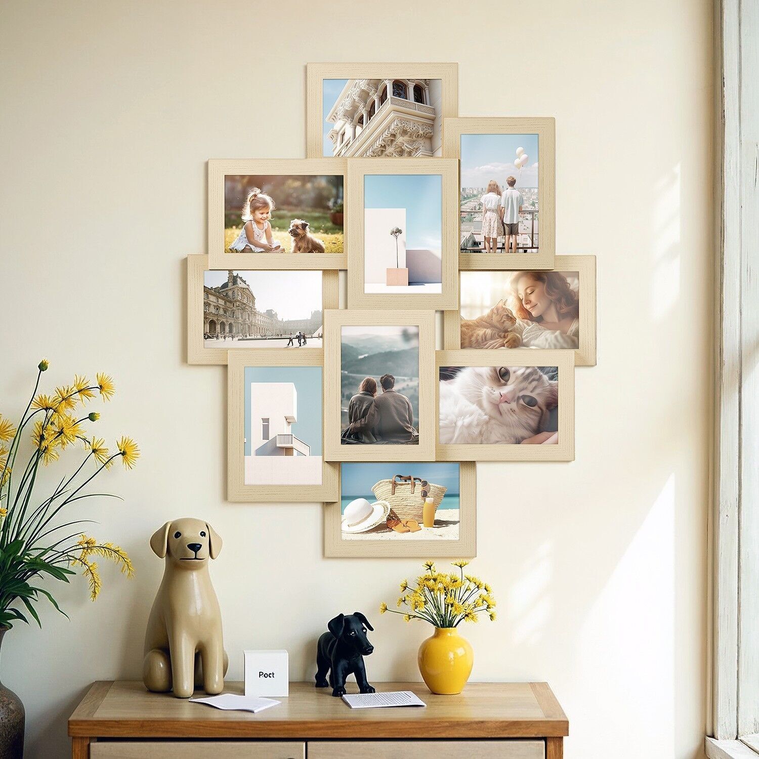 Collage fotografico per immagini 10x15 cm in beige naturale 1