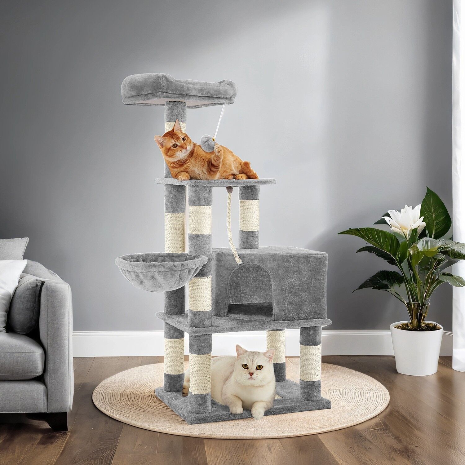 Tiragraffi con torre superiore 138 cm grigio 1