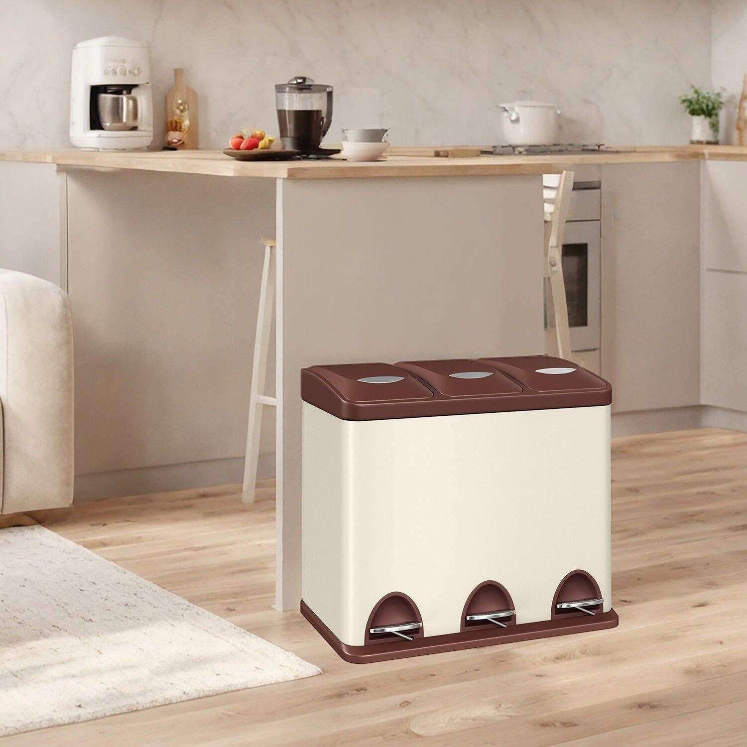 Pattumiera per rifiuti da cucina, 3 x 8 L, piccola capacità - 47 x 28,3 x 39,5 cm 1