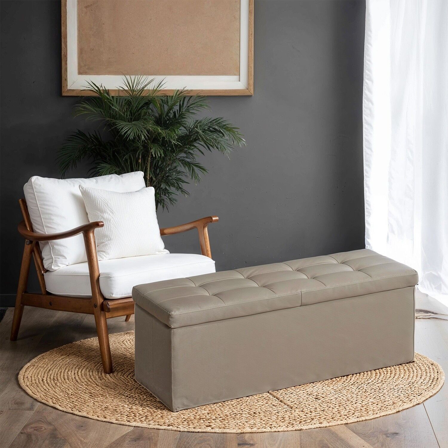 Panca con spazio contenitore, cassettiera pieghevole, cassapanca portaoggetti - 38 x 110 x 38 cm