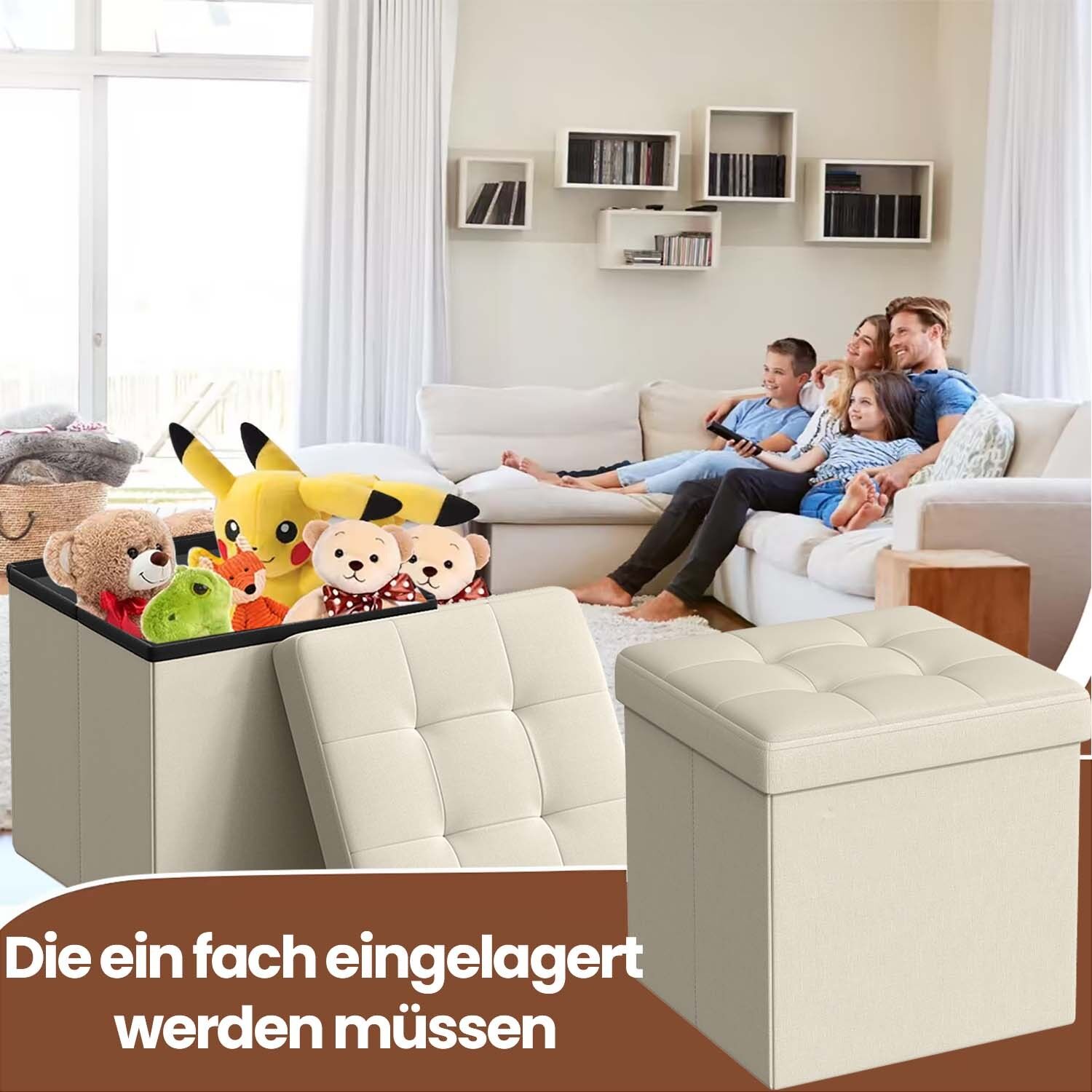 Panca da 30 cm con spazio contenitore, cassettiera pieghevole, contenitore 1