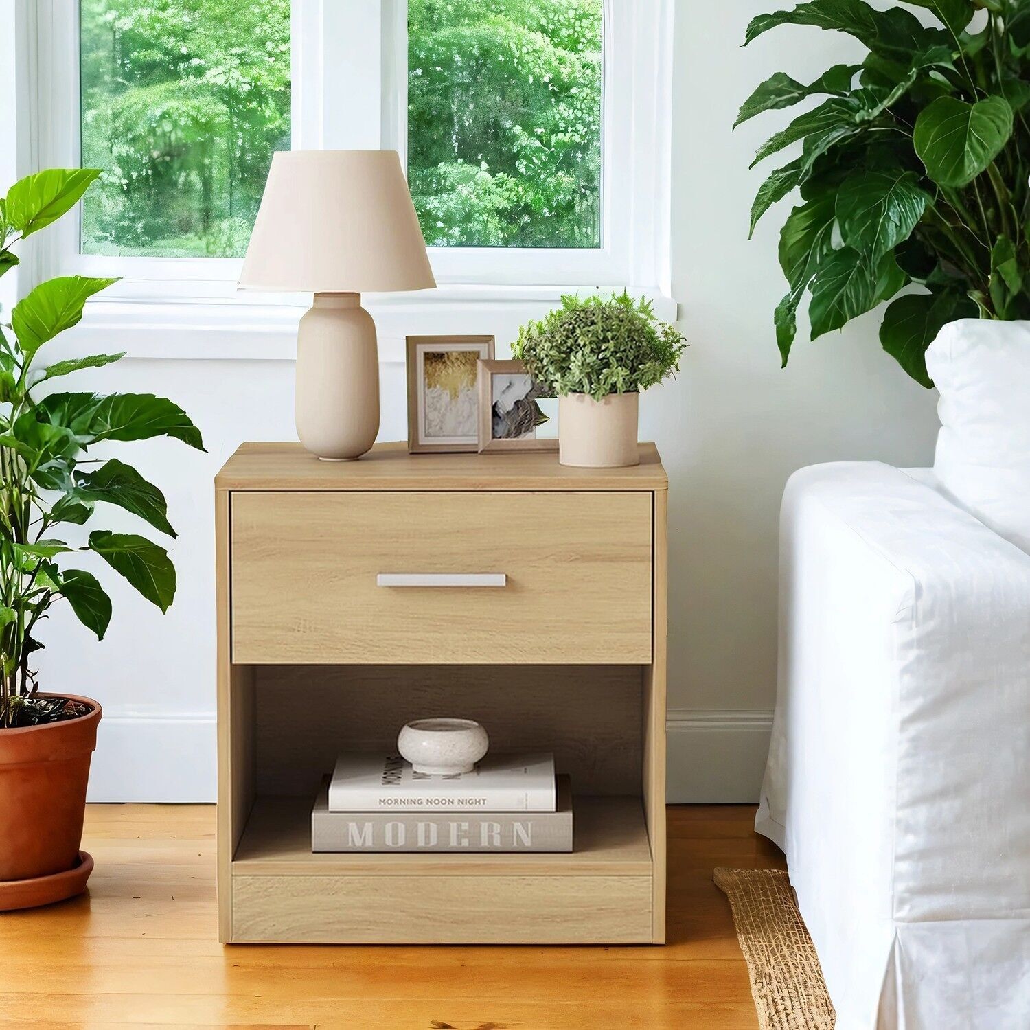 Comodino, tavolino laterale, con cassetto - 28,1 x 39,1 x 41,1 cm