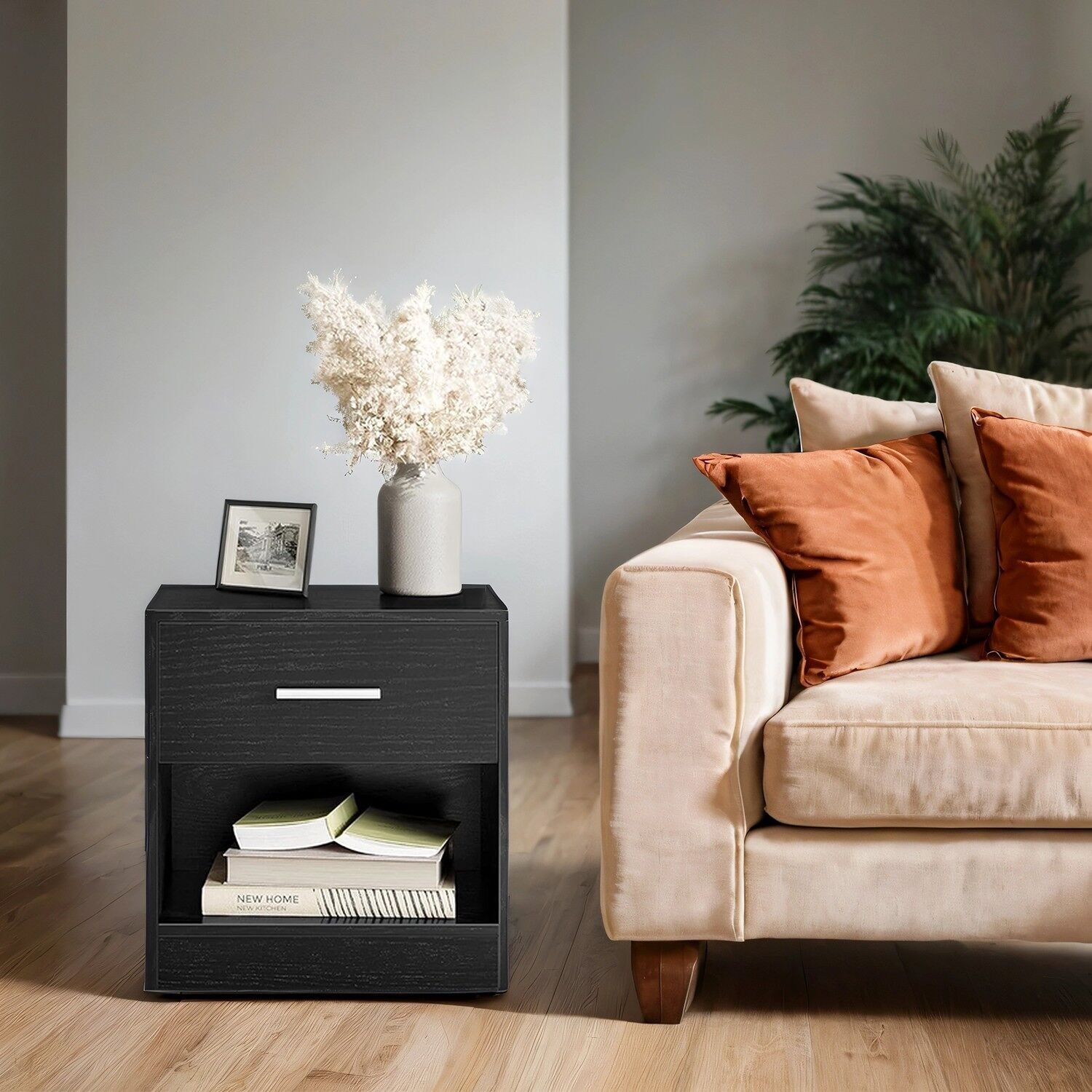 Comodino, tavolino laterale, con cassetto - 28 x 39 x 41 cm 1