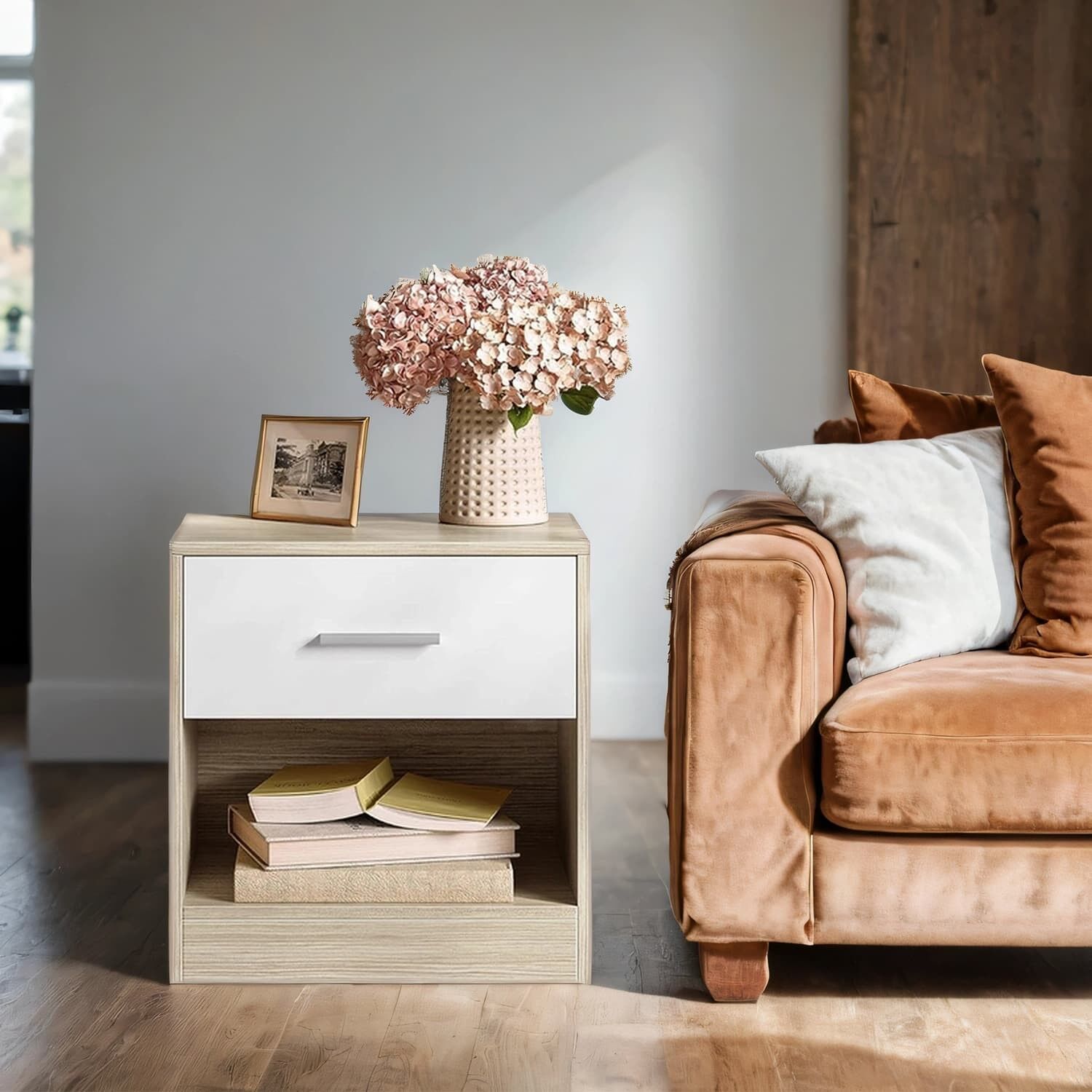 Comodino, tavolino laterale, con cassetto - 28 x 39 x 41 cm 2