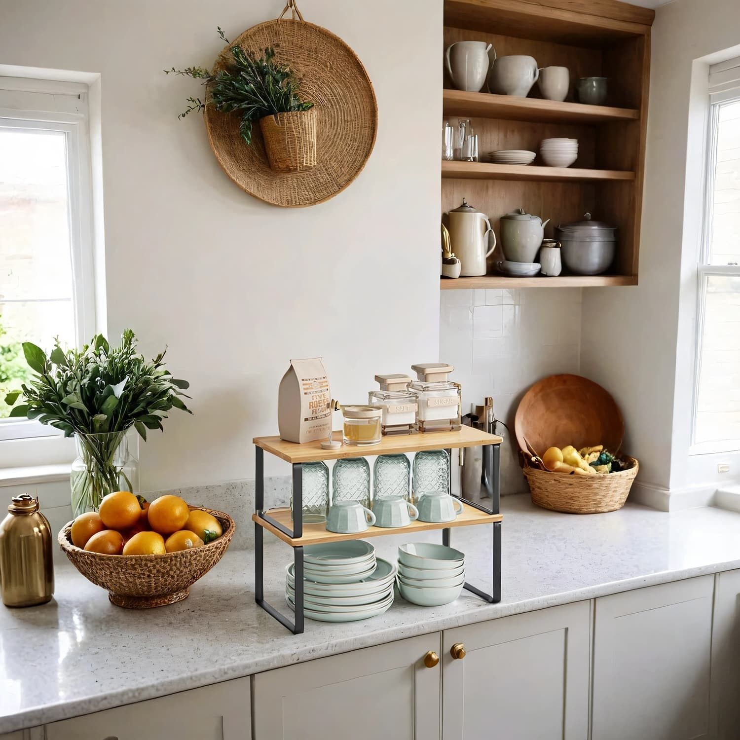 Porta spezie, set di 2 per mobile da cucina, mensola da cucina - 19,5 x 39,7 x 15,8 cm 1