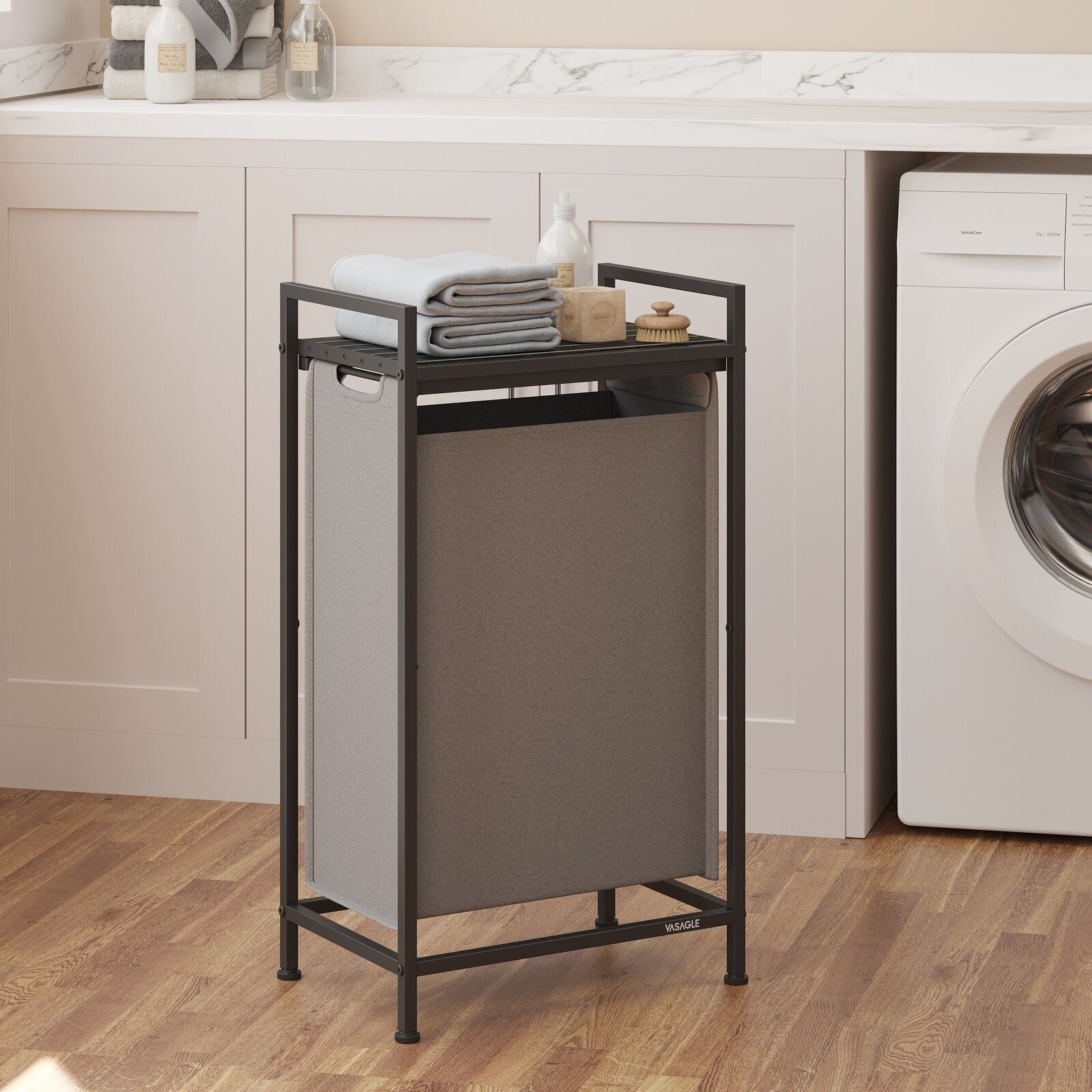 Cesto portabiancheria, raccoglitore per biancheria con ripiano, sacco per biancheria - 42 x 28 x 75 cm 1