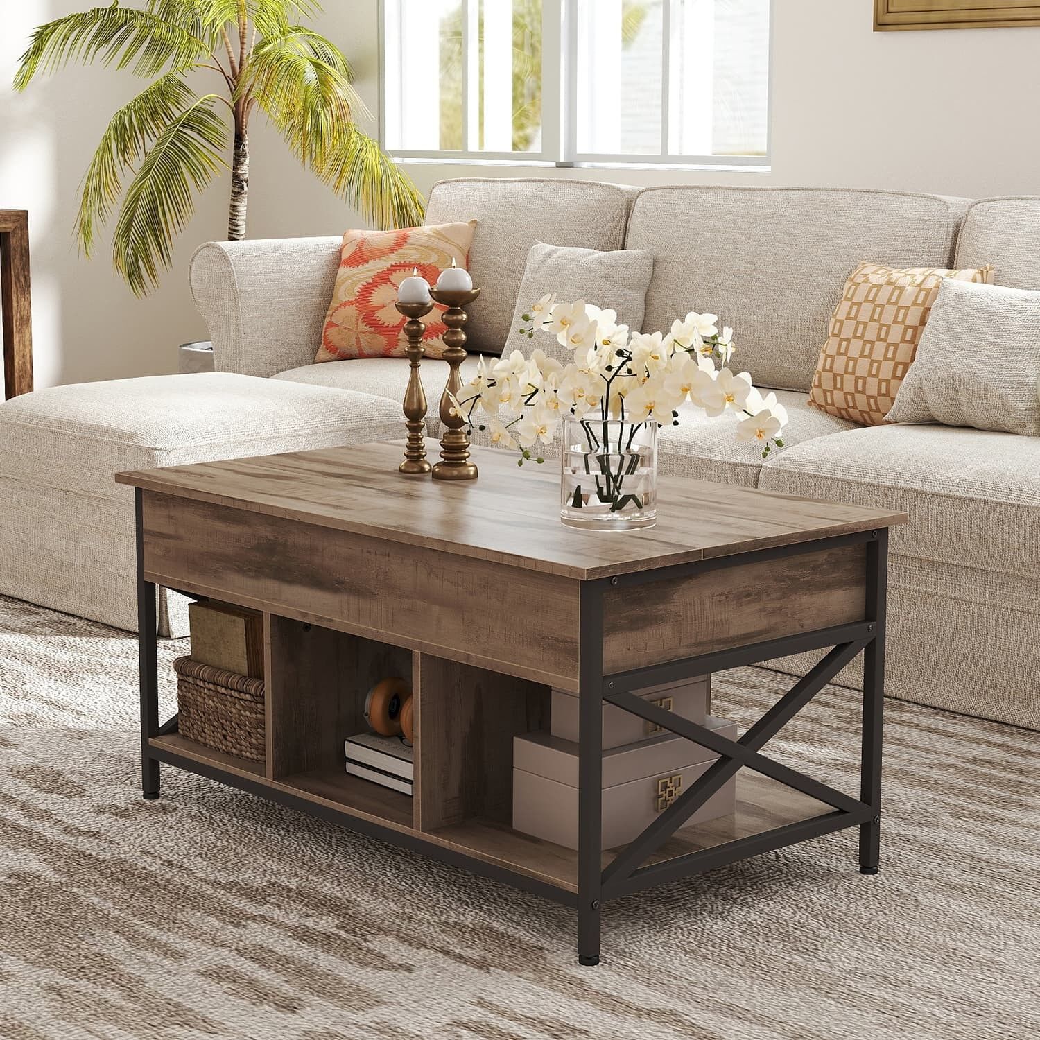 Tavolino da caffè, piano del tavolo regolabile in altezza, tavolino da caffè - 60 x 100 x 48 cm 1