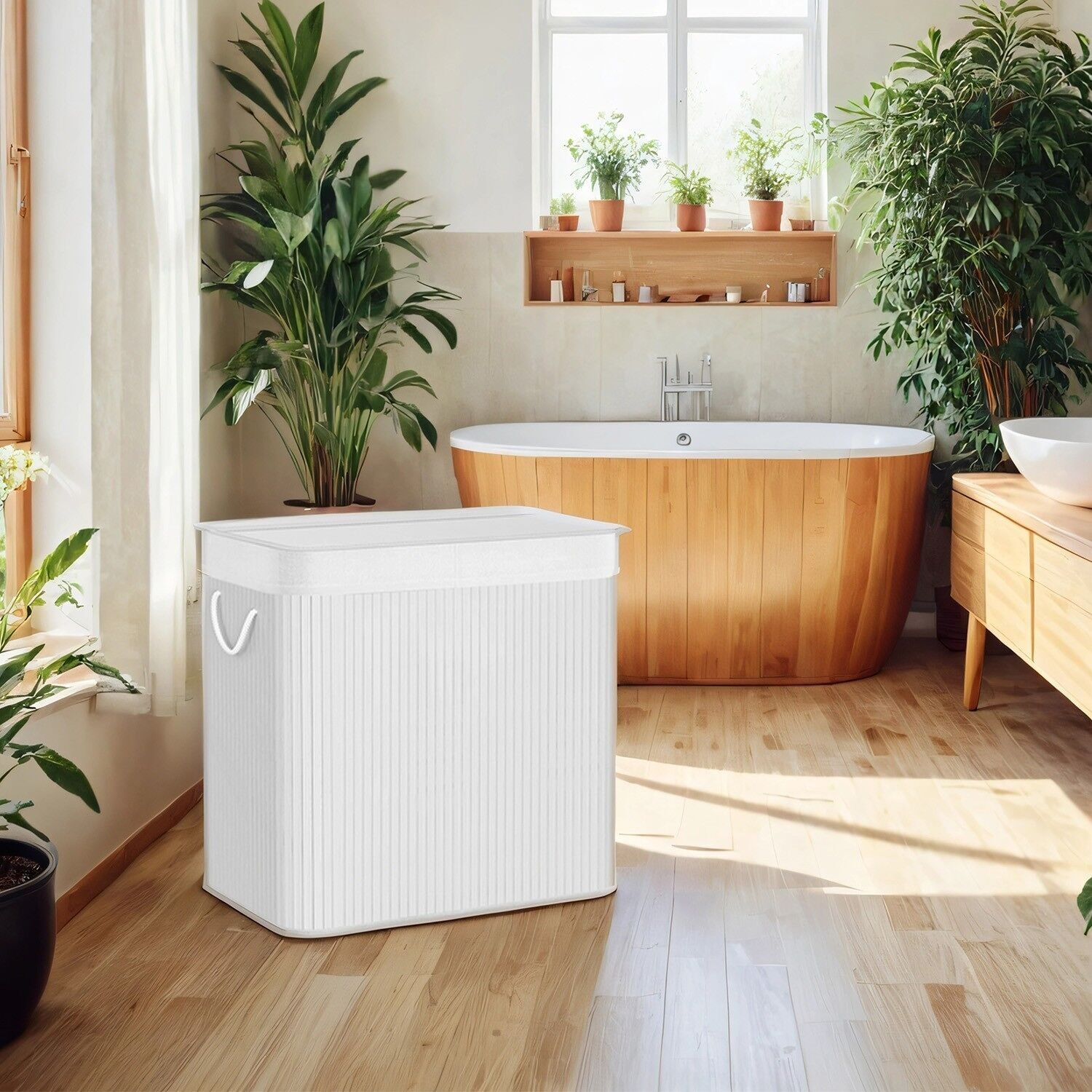 Cesto portabiancheria, cesto portabiancheria 150 L, 3 scomparti - 60 x 40 x 61,5 cm 1