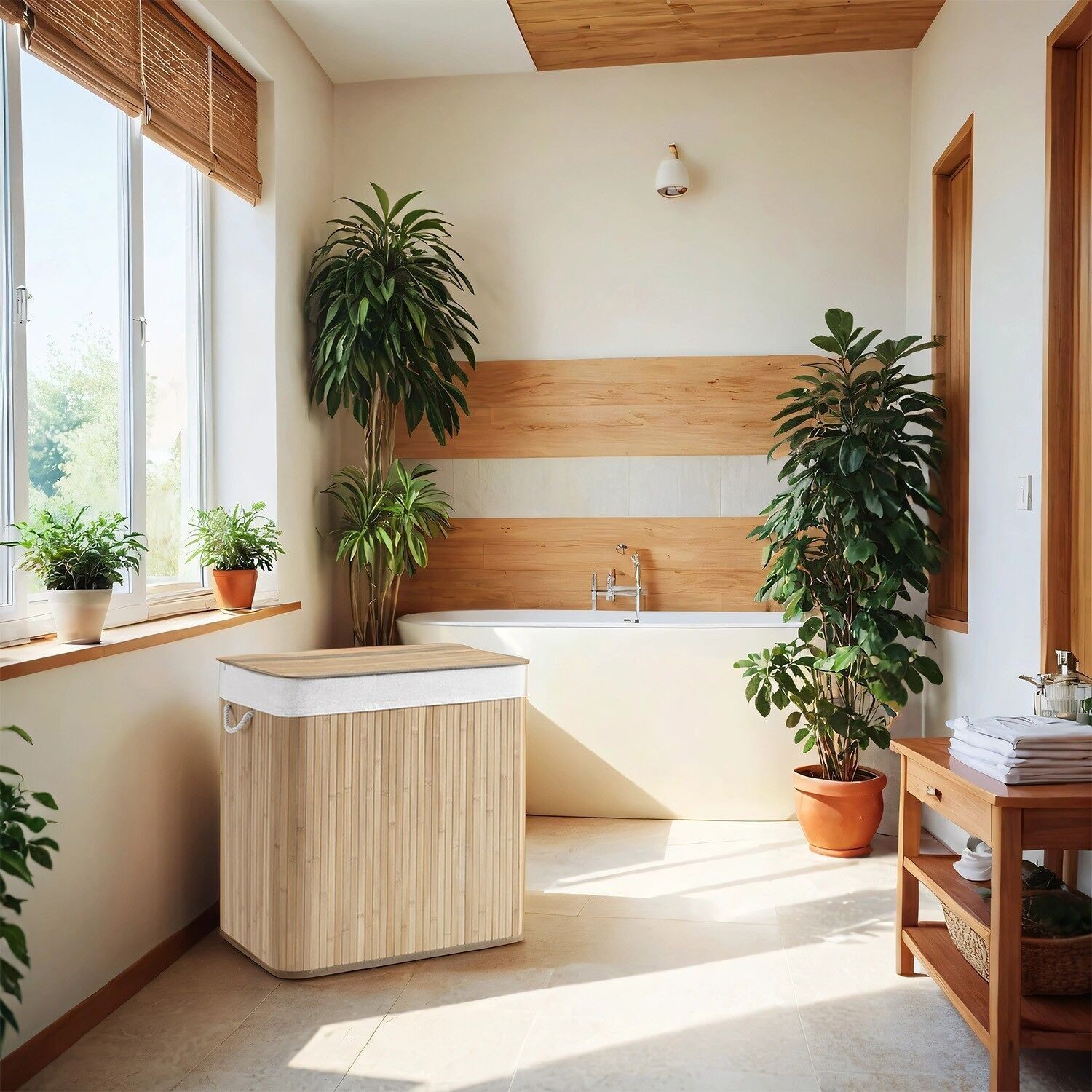 Cesto portabiancheria, cesto portabiancheria 150 L, 3 scomparti - 60 x 40 x 61,5 cm