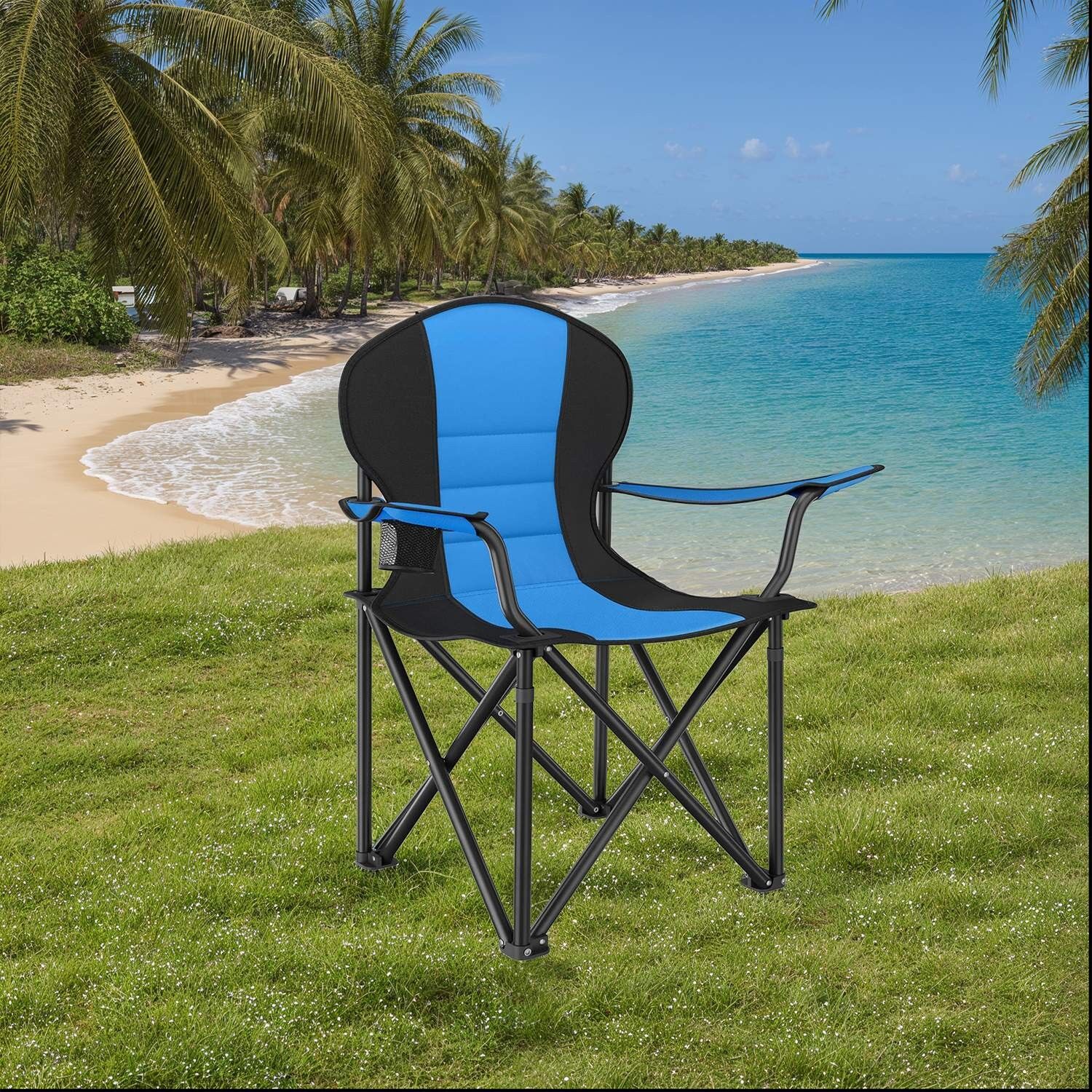 Chaise de plage pliable avec poteau, chaise de camping, capacité de charge jusqu'à 250 kg - 90 x 55 x 102 cm 1