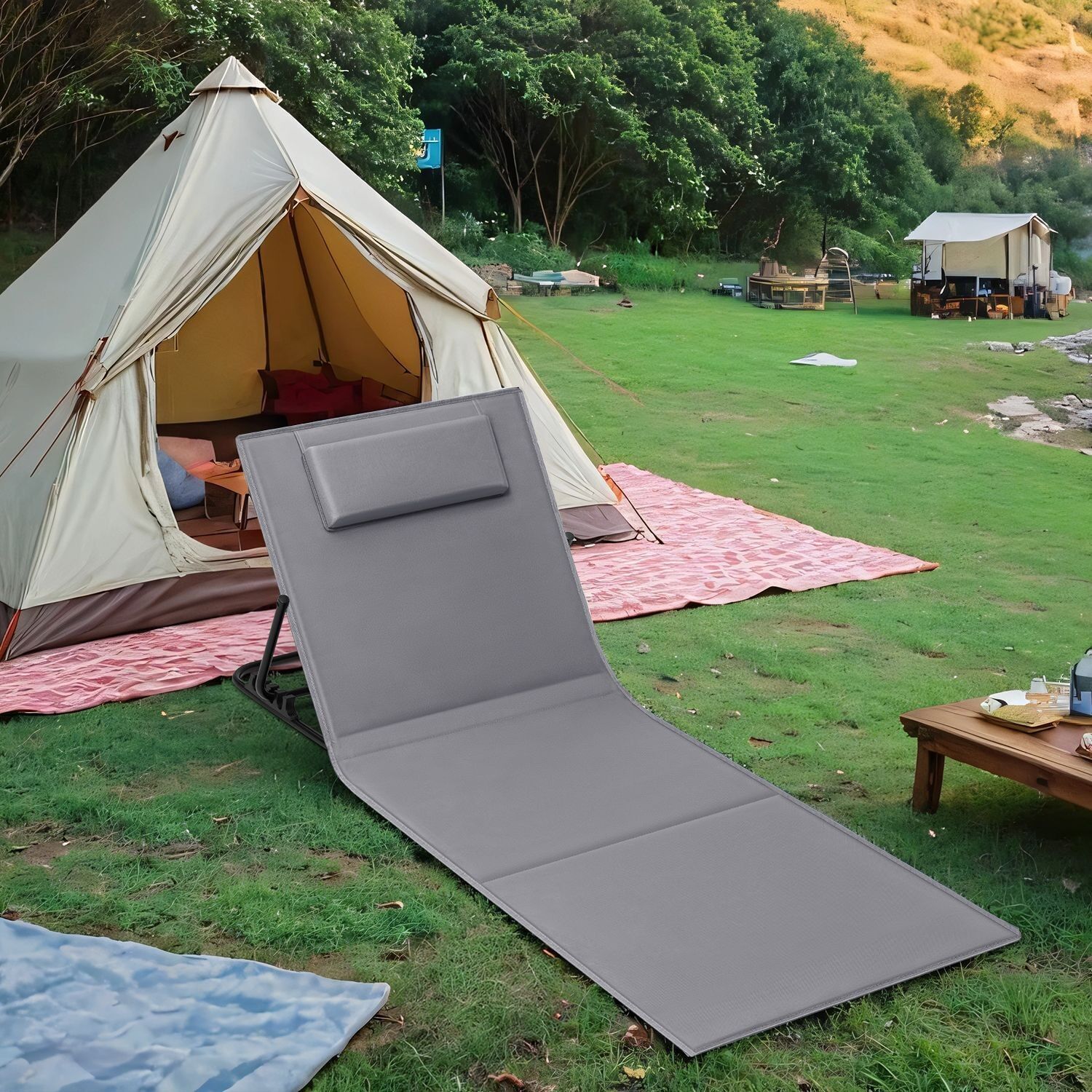 Set di 2 sedie da spiaggia, sedia da campeggio, sedia a sdraio - 158 x 55 cm 1