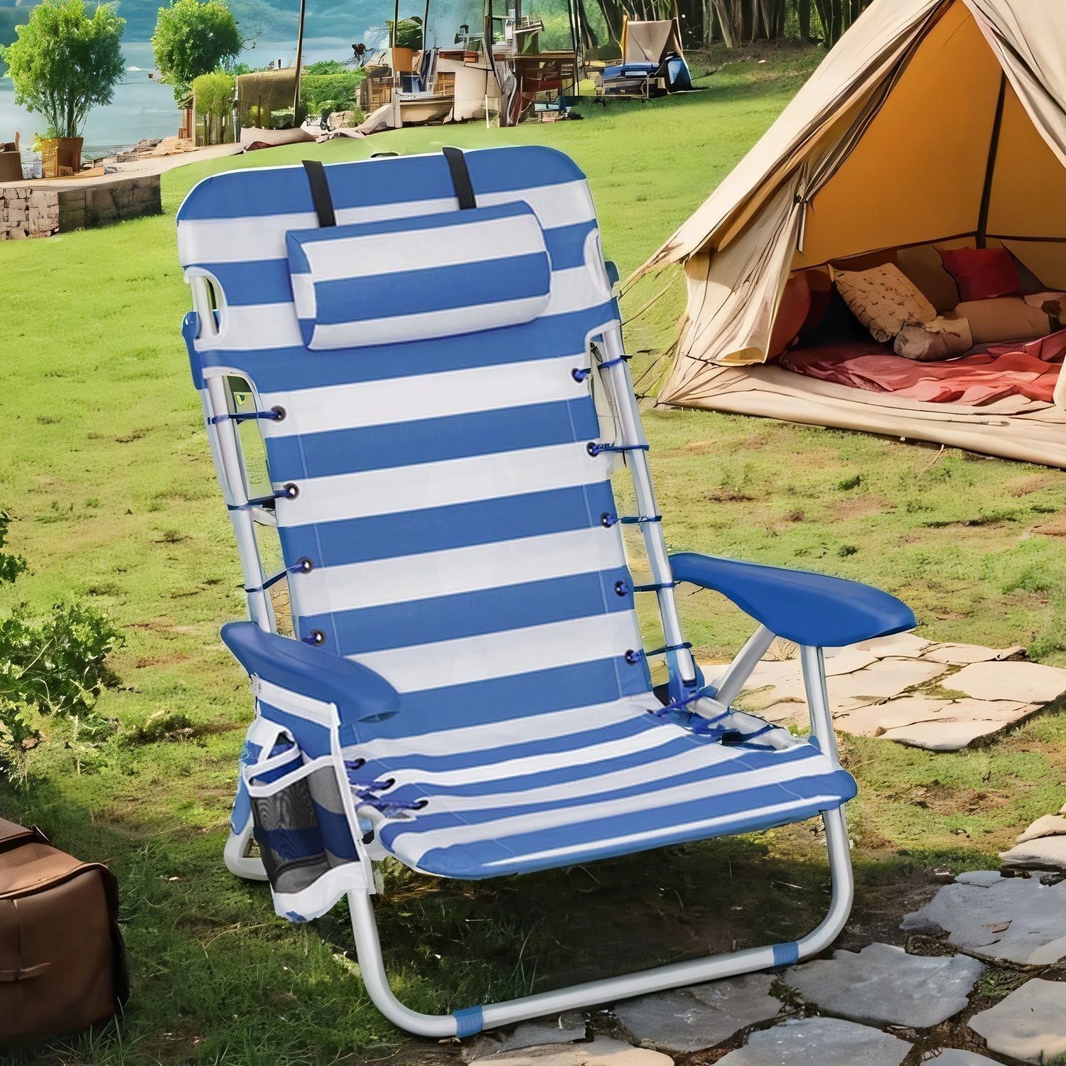 Chaise de plage, chaise de camping, pliable - 63 x 68 x 75 cm