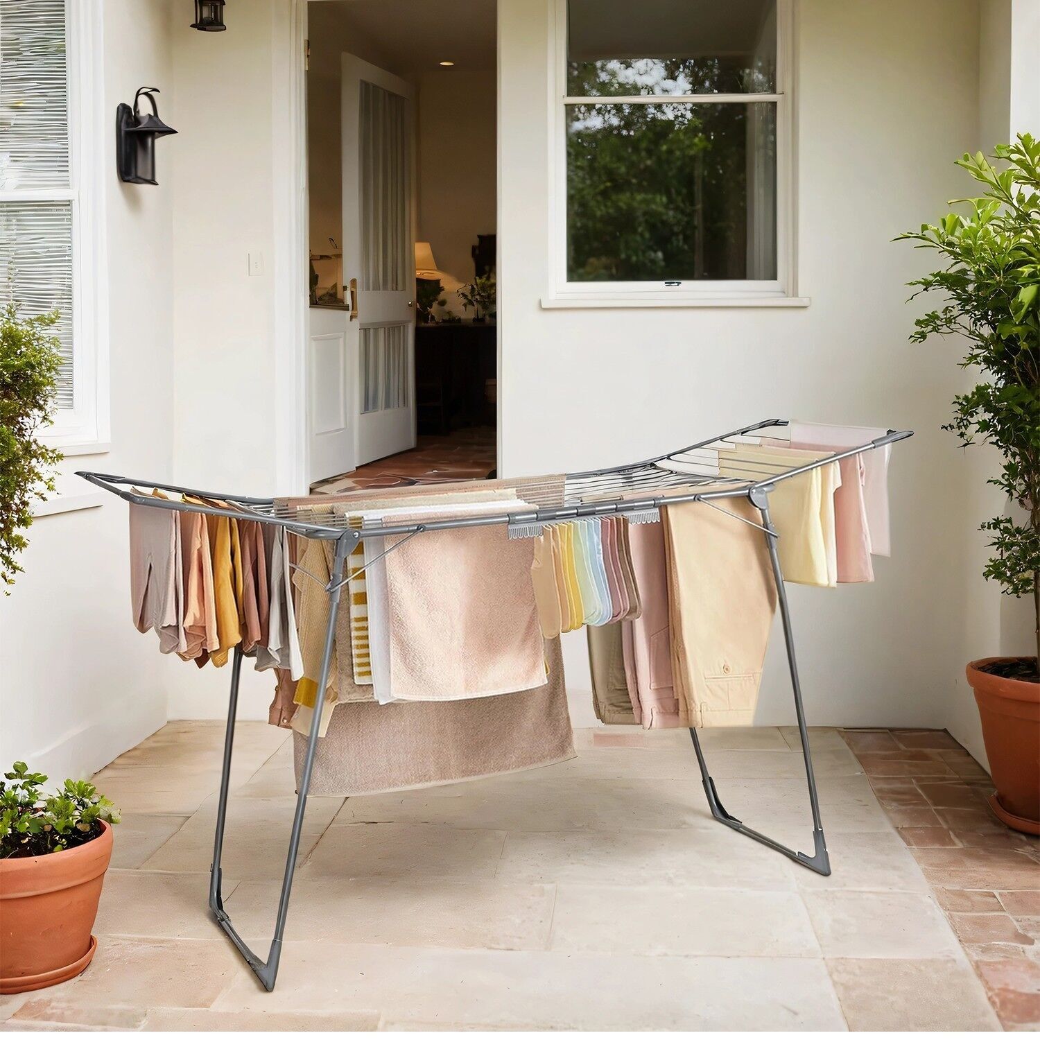 Stendibiancheria, asciugatrice salvaspazio, stendibiancheria pieghevole con alette - 56,5 x 173 x 96,5 cm 1 pz.