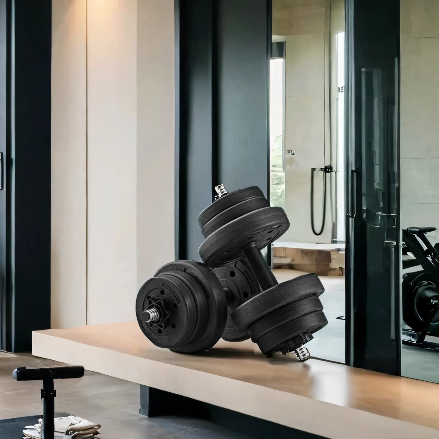 Maniglia 2 in 1, set di maniglie con bielle, 2 x 10 kg, nero - 94 cm