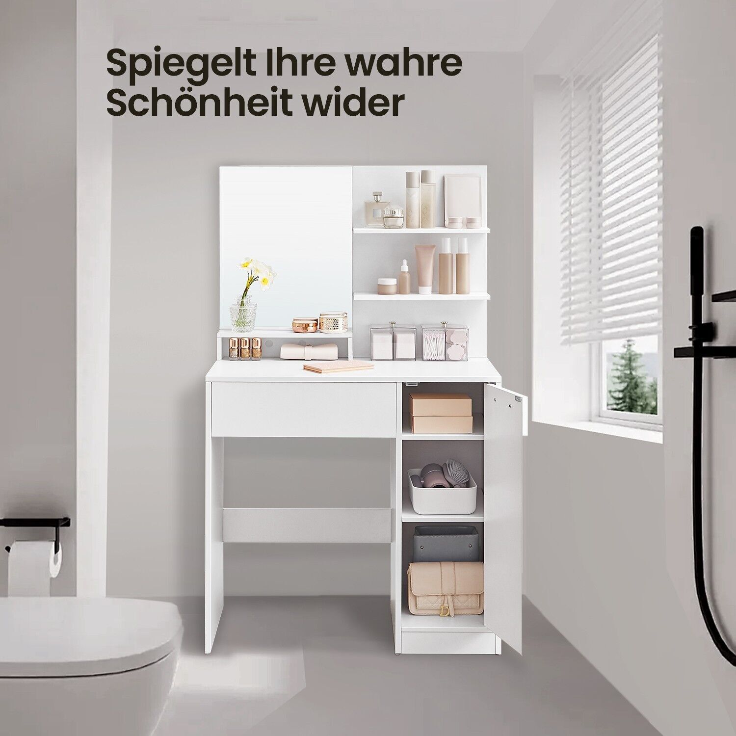 Toletta Frisian con specchio - 80 x 40 x 132 cm