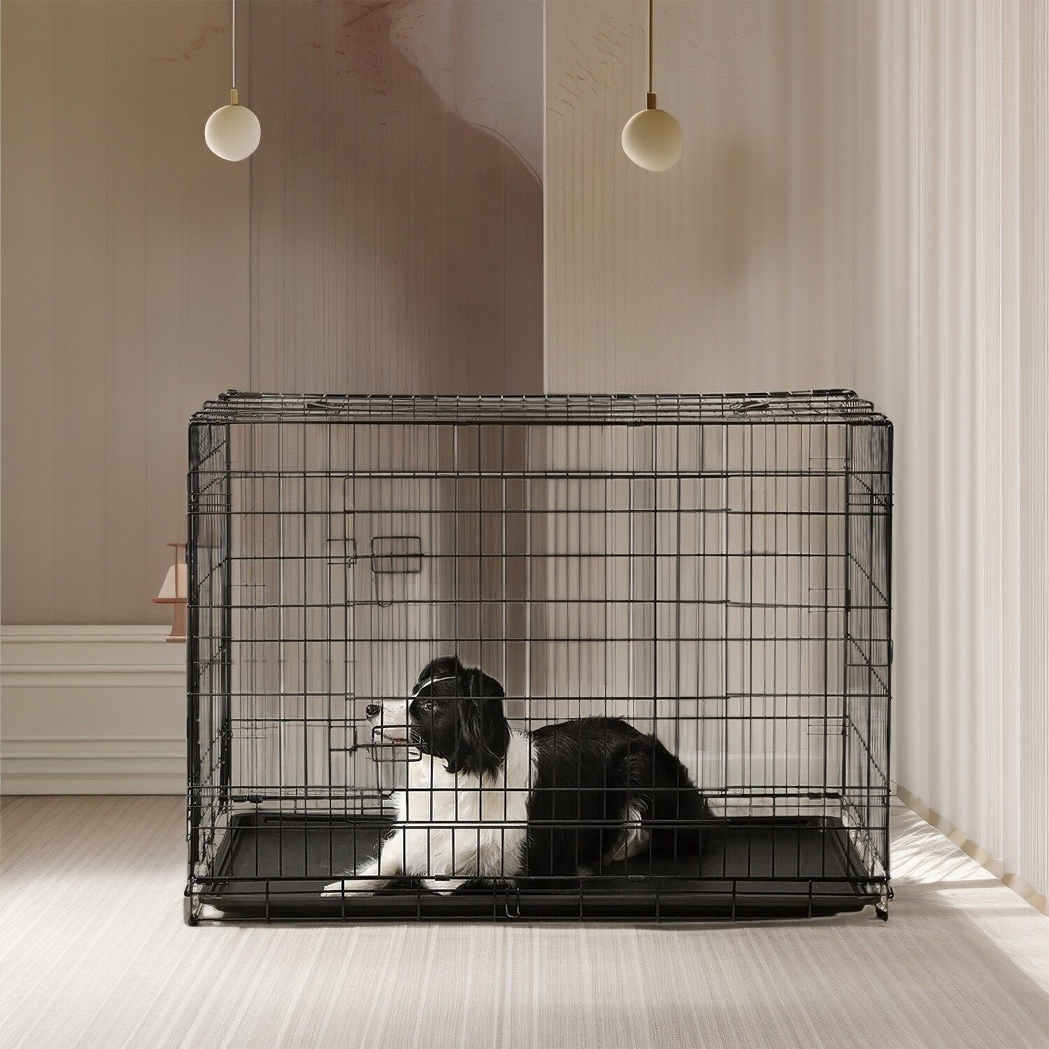 Gabbia per cani, trasportino pieghevole per cani, con 2 porte - 122 x 74,5 x 80,5 cm 1