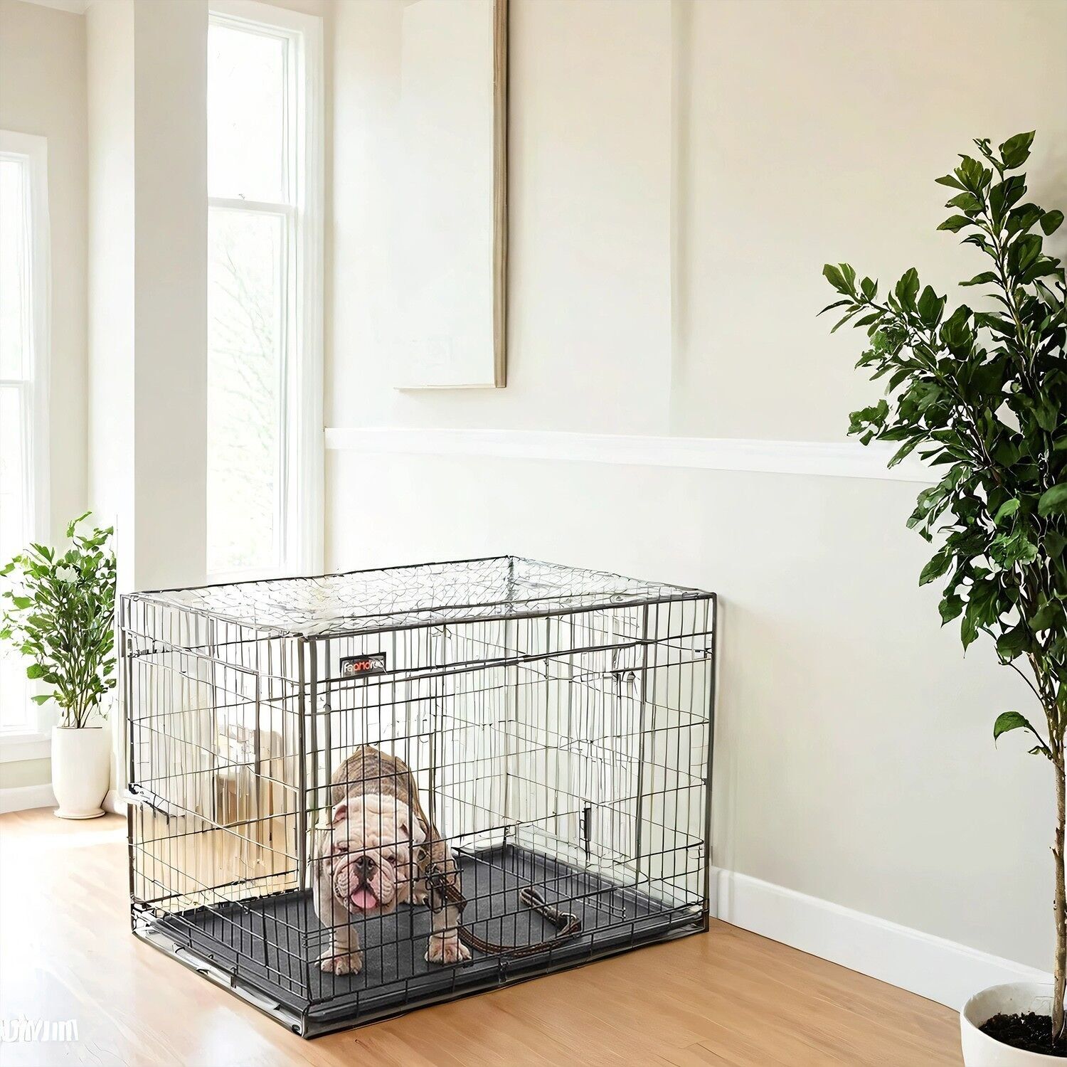 Gabbia per cani, trasportino per cani con 2 porte, pieghevole - 122 x 74,5 x 80,5 cm