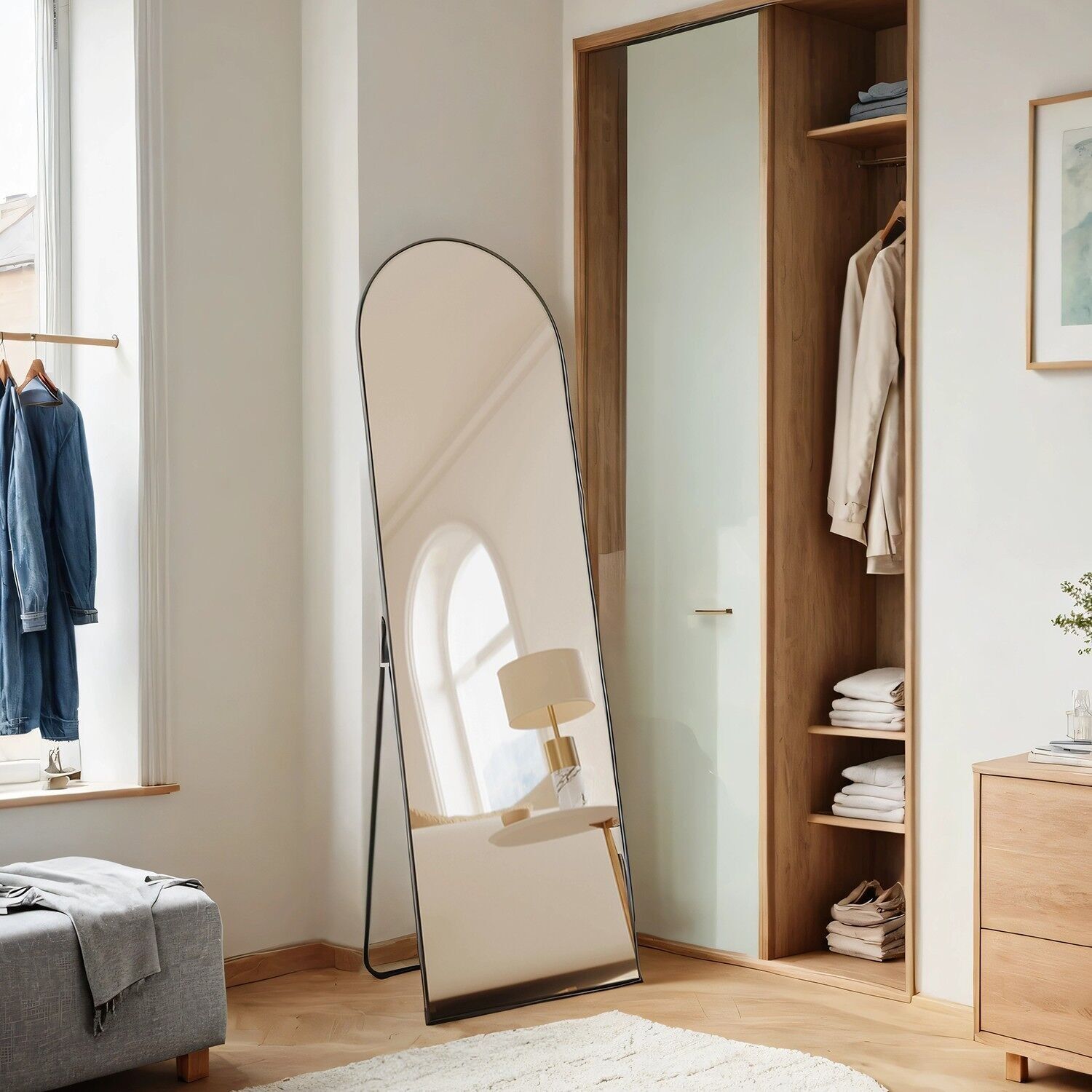 Specchio a figura intera, specchio rotondo, pieghevole o da parete - 160 x 50 cm