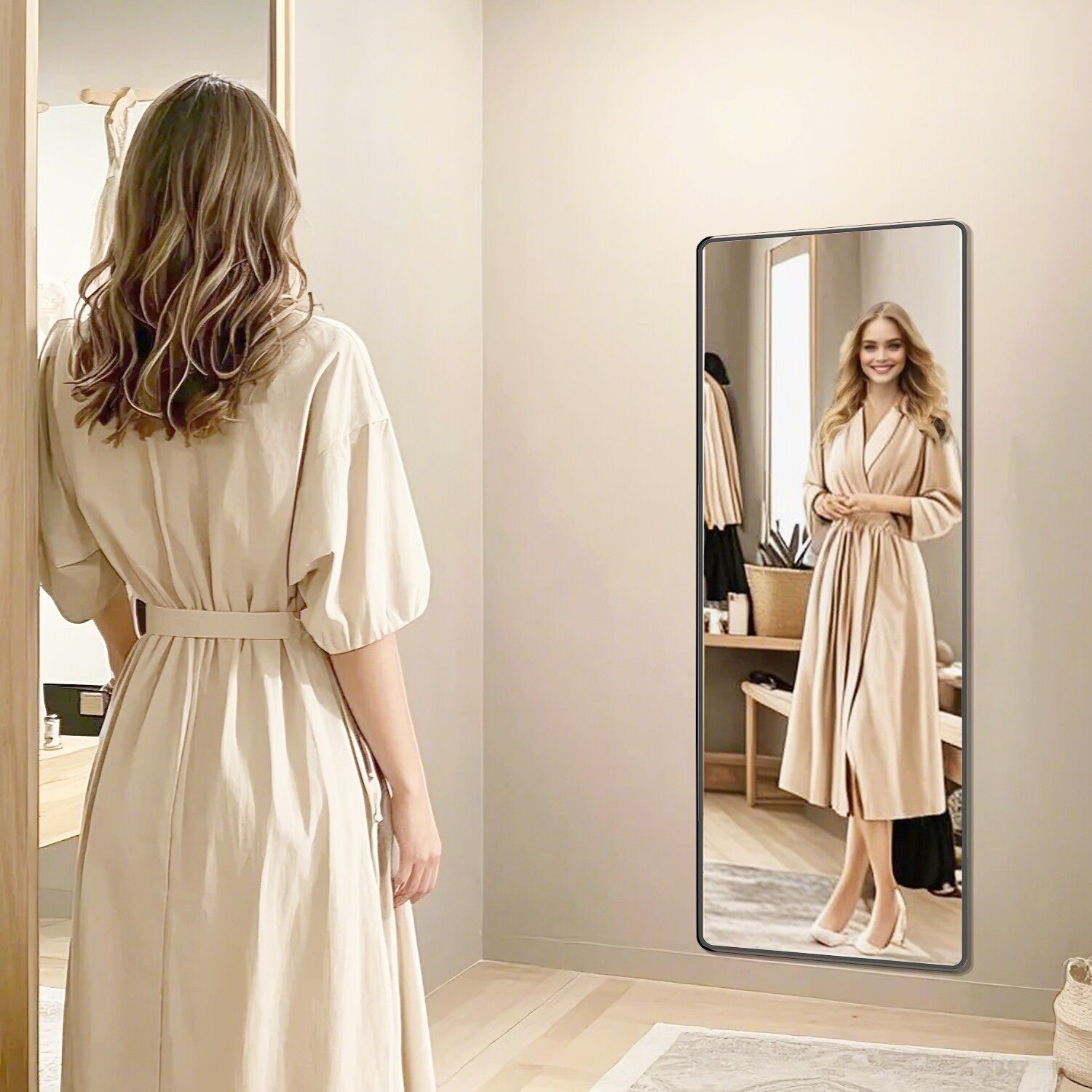Specchio a figura intera, specchio dritto, pieghevole o da parete - 160 x 50 cm