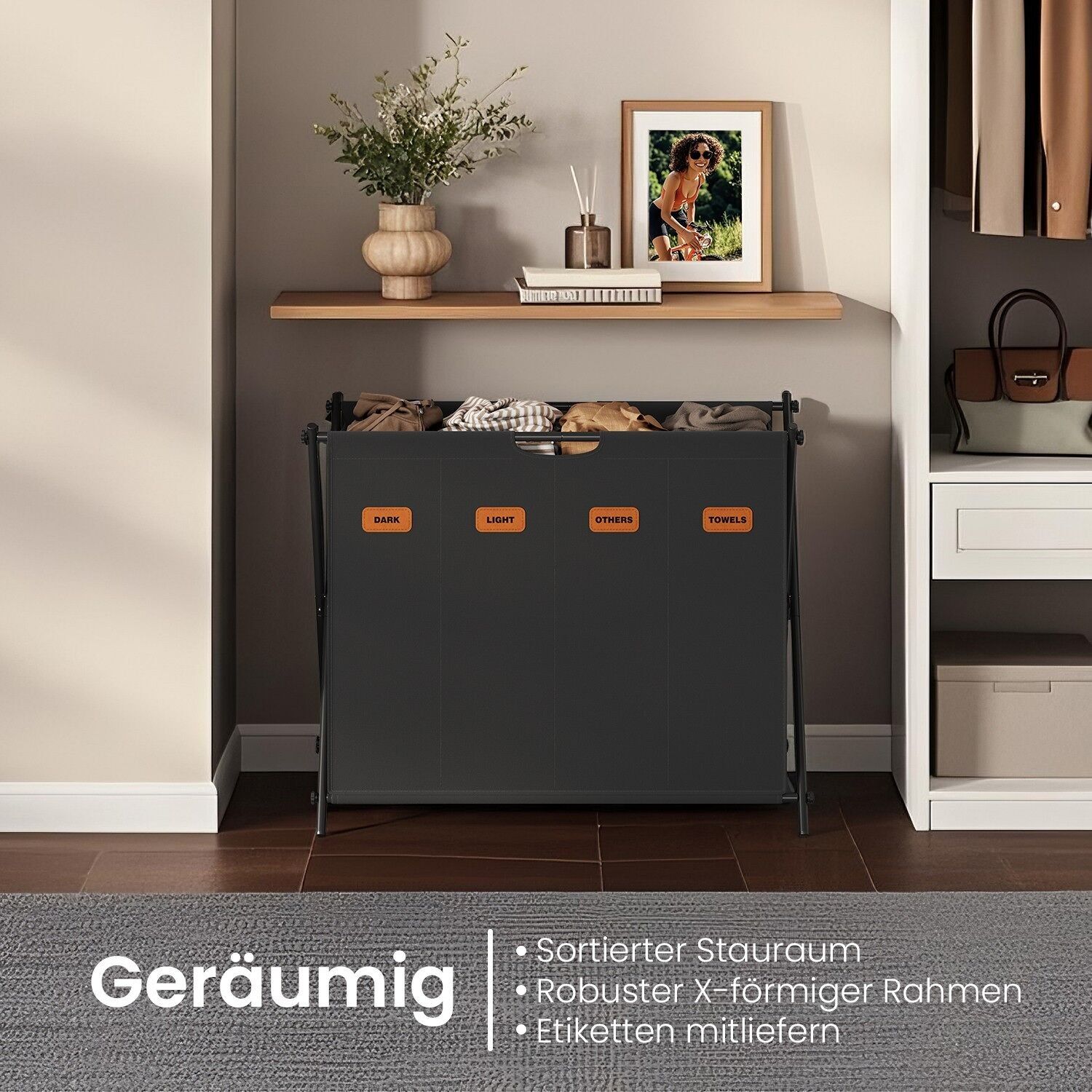 Cesto portabiancheria, contenitore portabiancheria da 155 litri, scatola portabiancheria - 79,9 x 40 x 66 cm