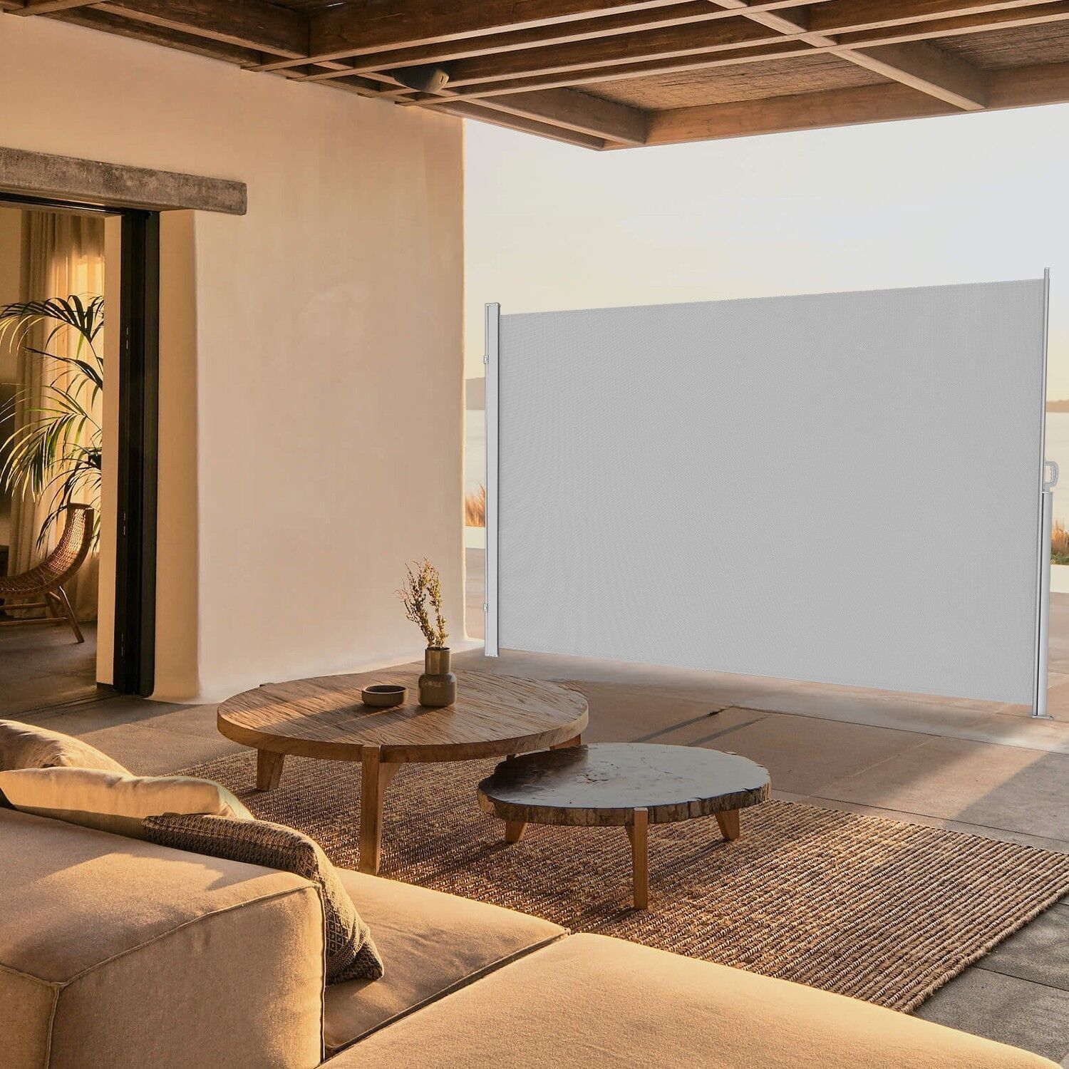 Tenda da sole laterale con cassonetto in acciaio, antiruggine, utilizzabile - 200 x 400 cm