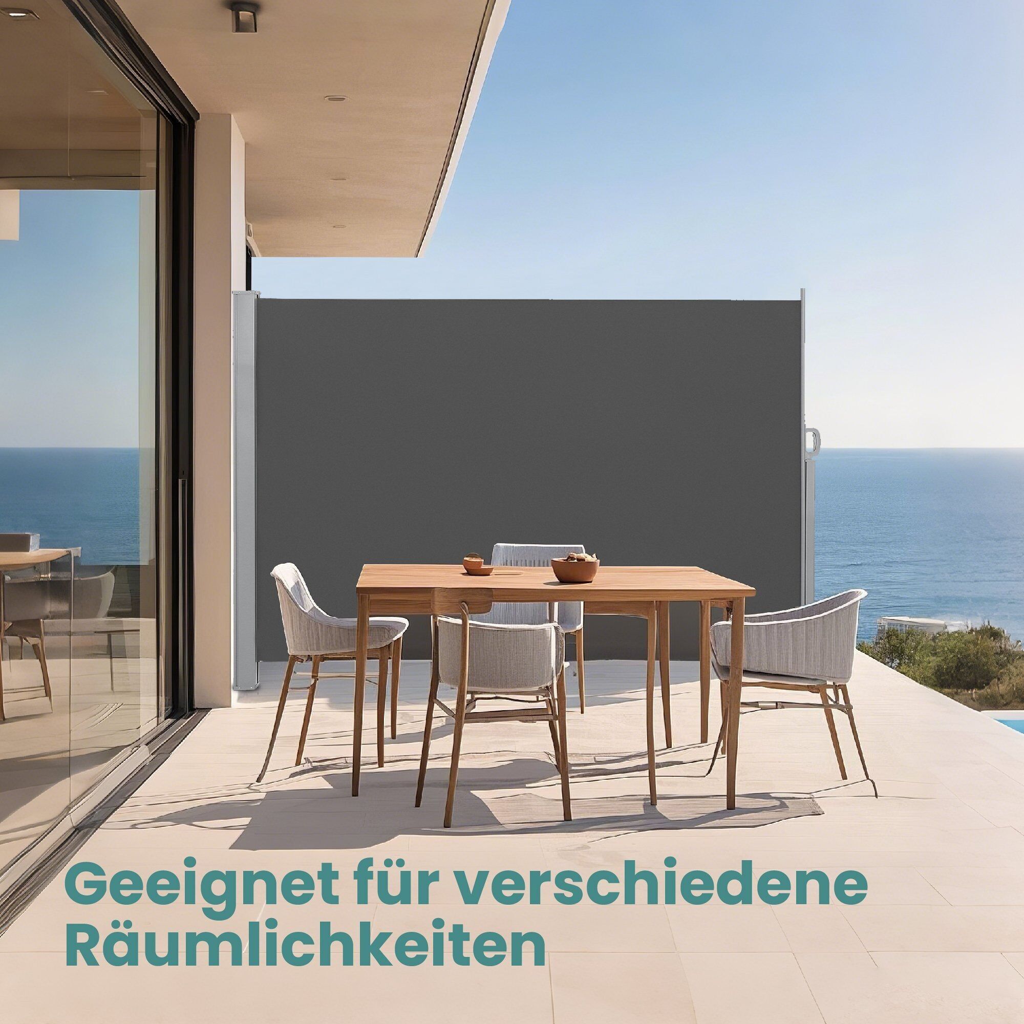 Tendalino laterale con cassonetto in acciaio, antiruggine, utilizzabile - 160 x 450 cm