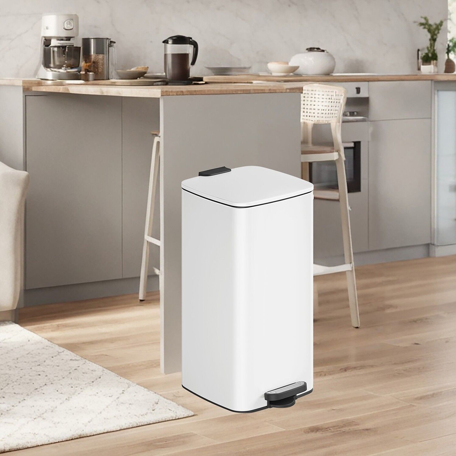 Pattumiera da cucina, pattumiera da 30 litri, pattumiera a pedale - 34 x 28,5 x 54,4 cm, 4 pezzi.