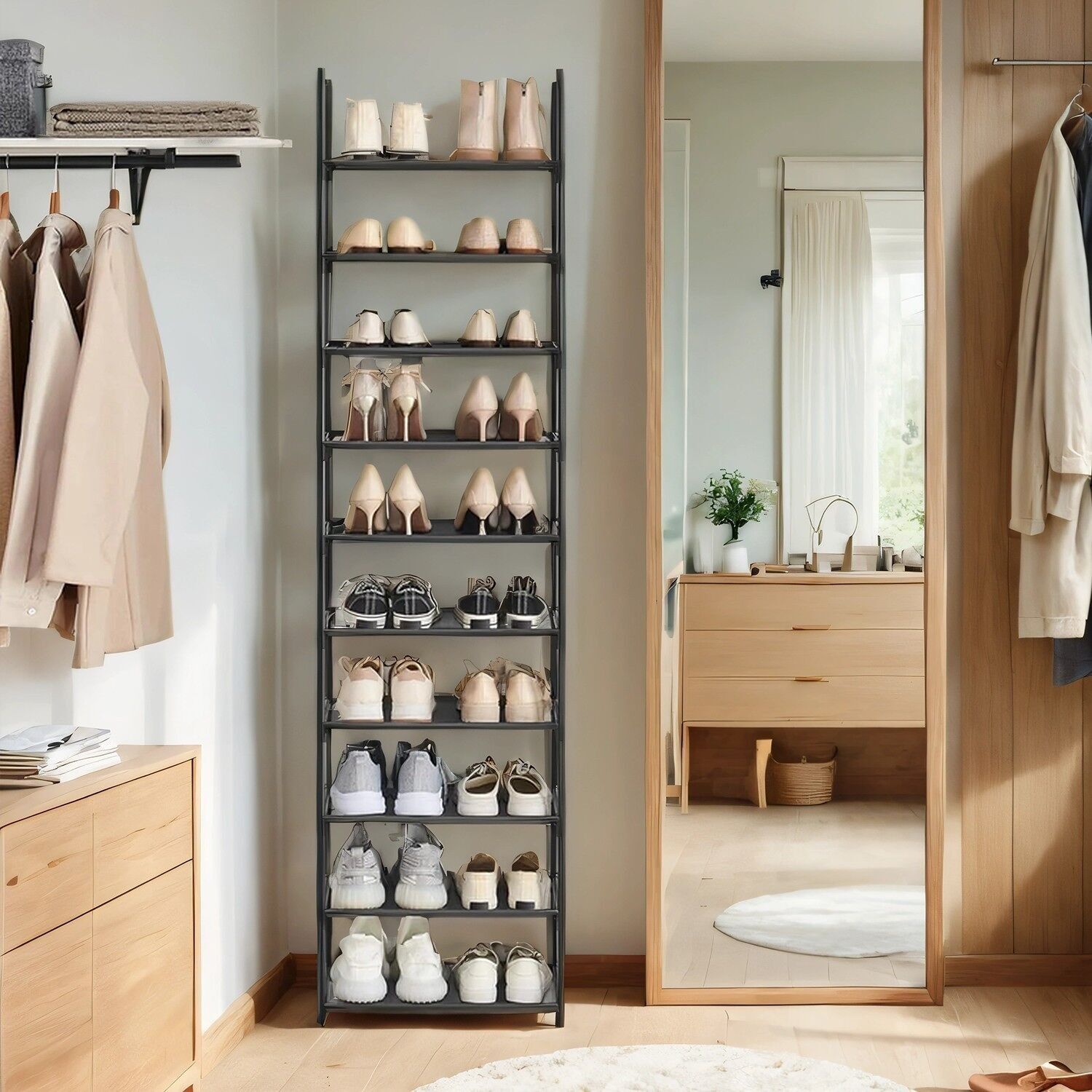 Scarpiera, 10 livelli, contenitore per scarpe - 45 x 28 x 173 cm