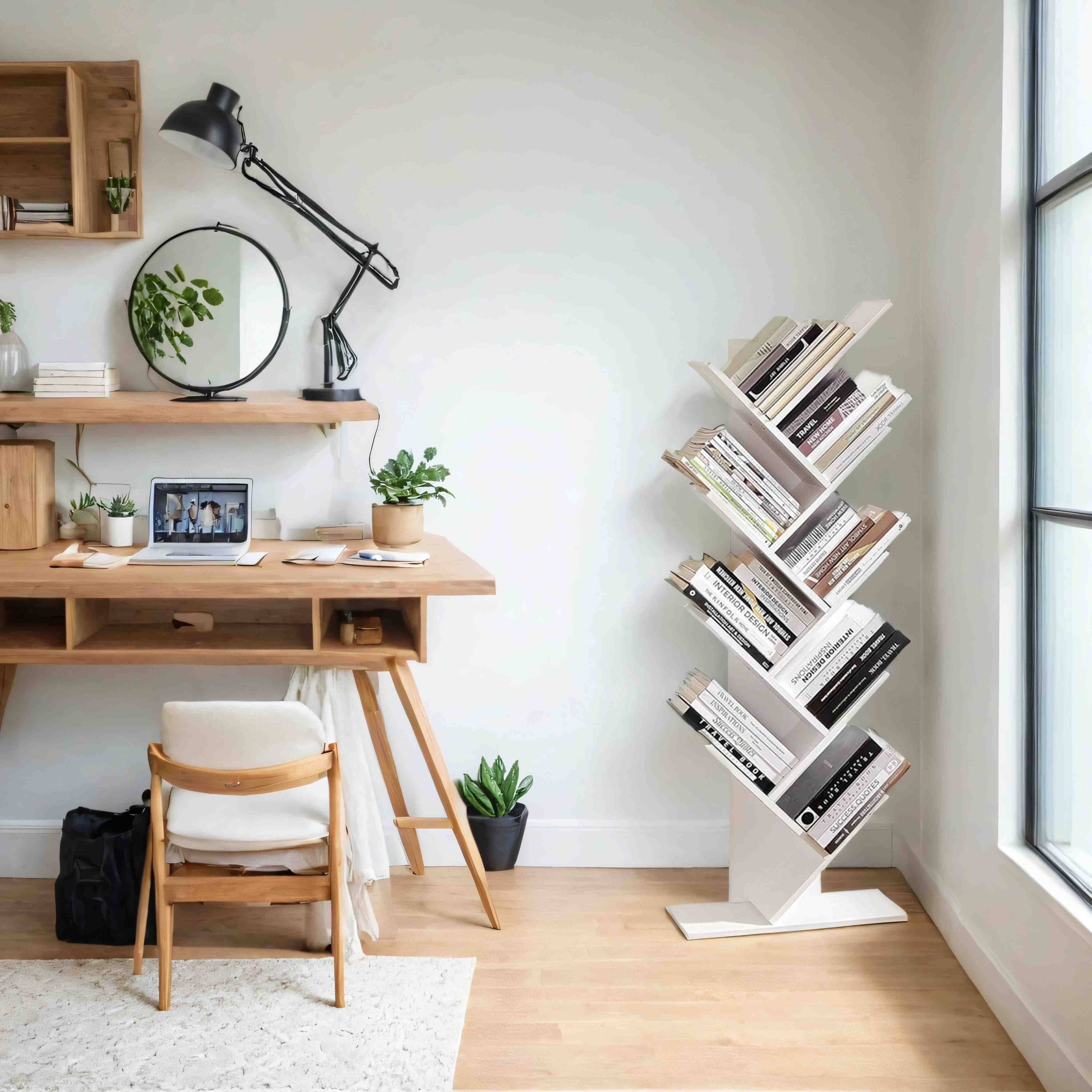 Libreria a 9 ripiani, mensola a forma di albero, mensola angolare salvaspazio - 50 x 141,5 x 25 cm